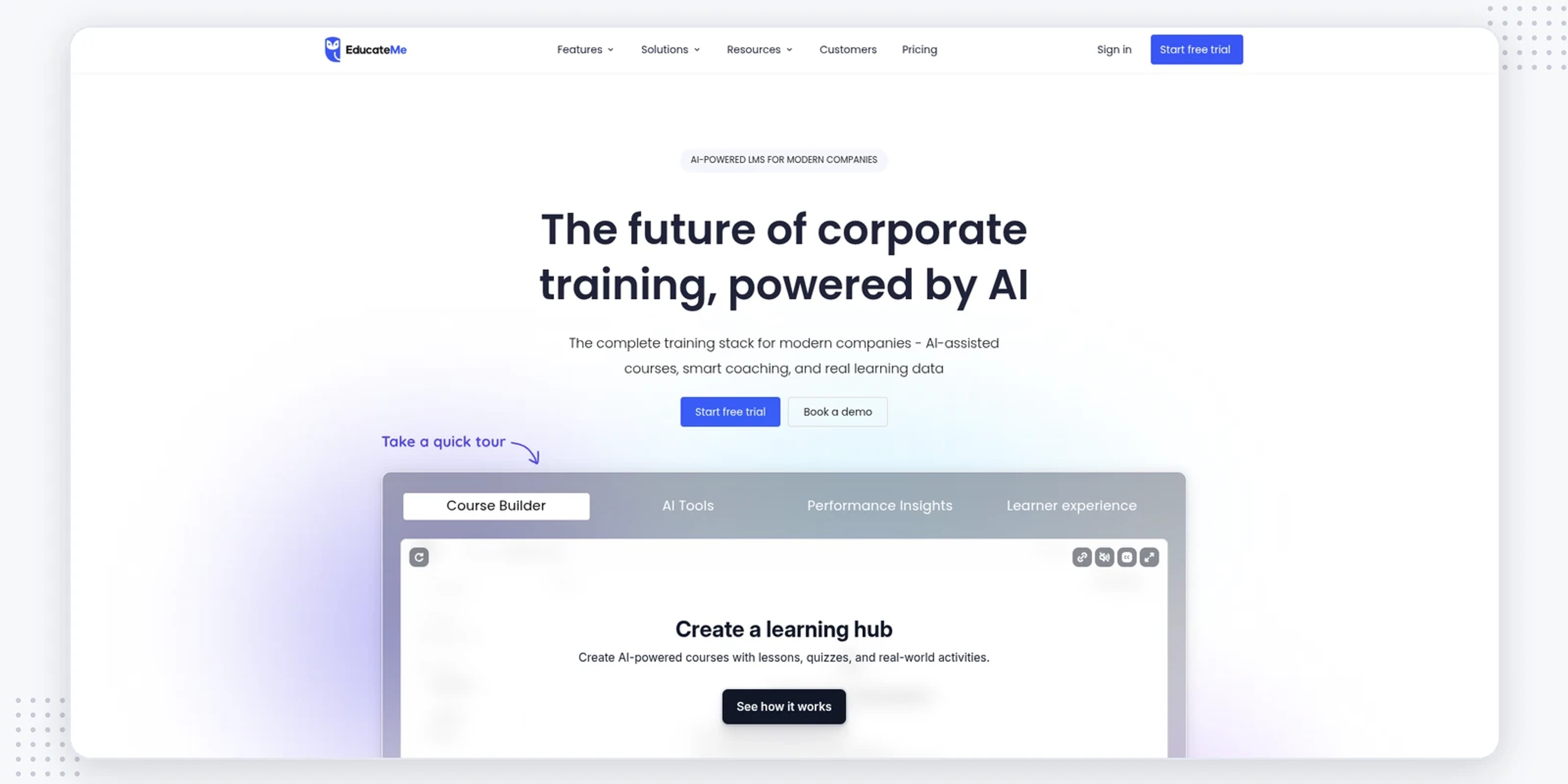 EducateMe homepage