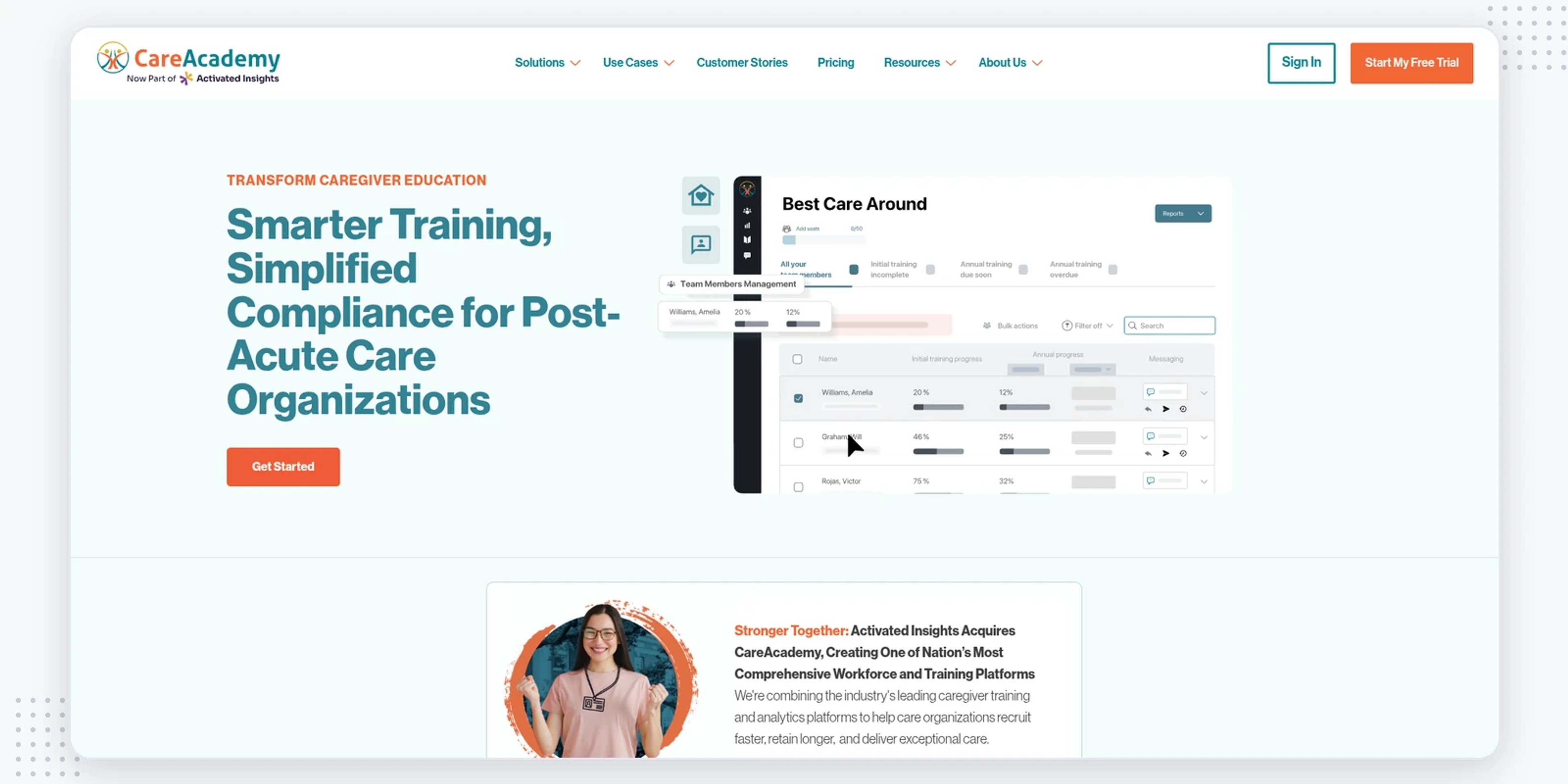 CareAcademy homepage