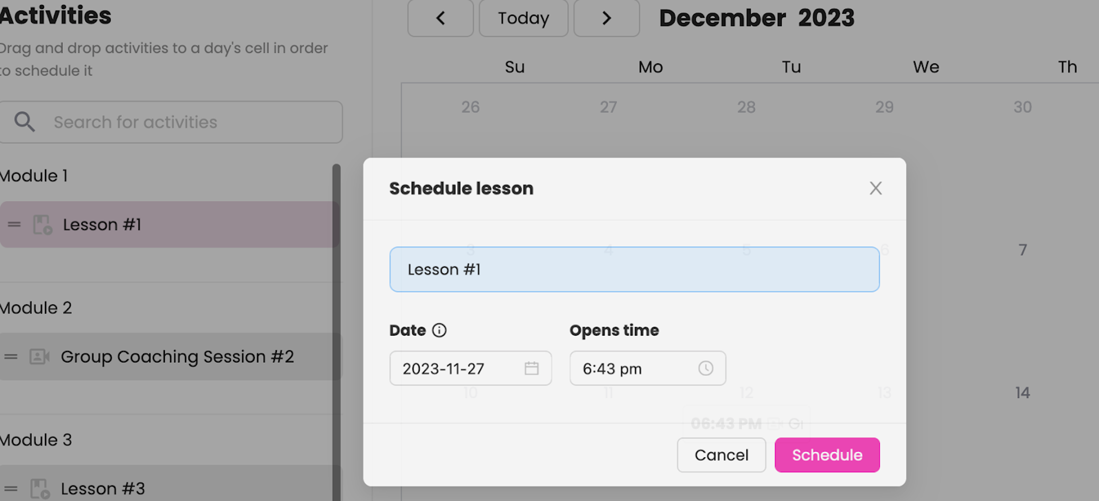 Schedule your group coaching online events EducateMe