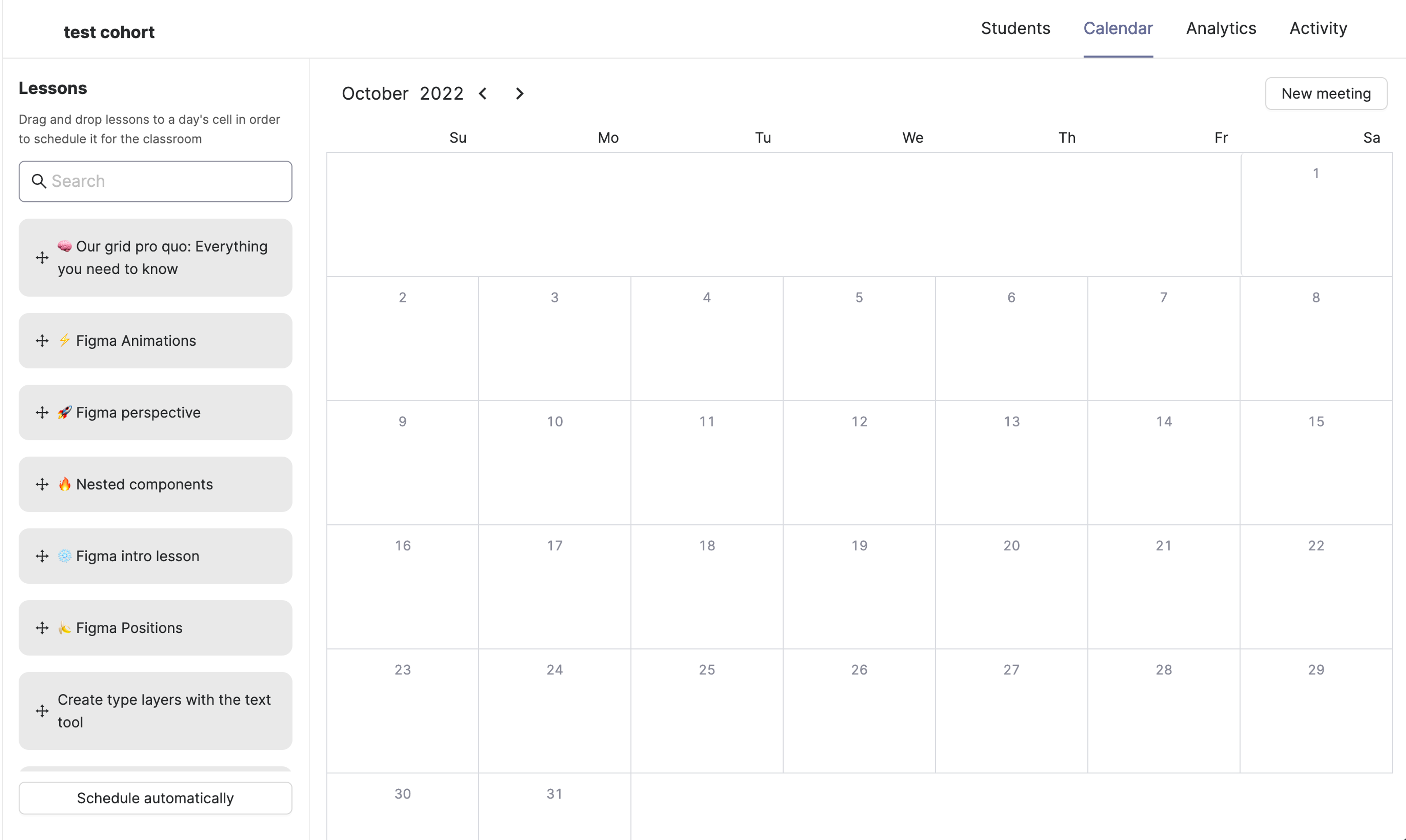 4️⃣ Create a new cohort & set a calendar for it 📅 — How to Create a Cohort Based Course