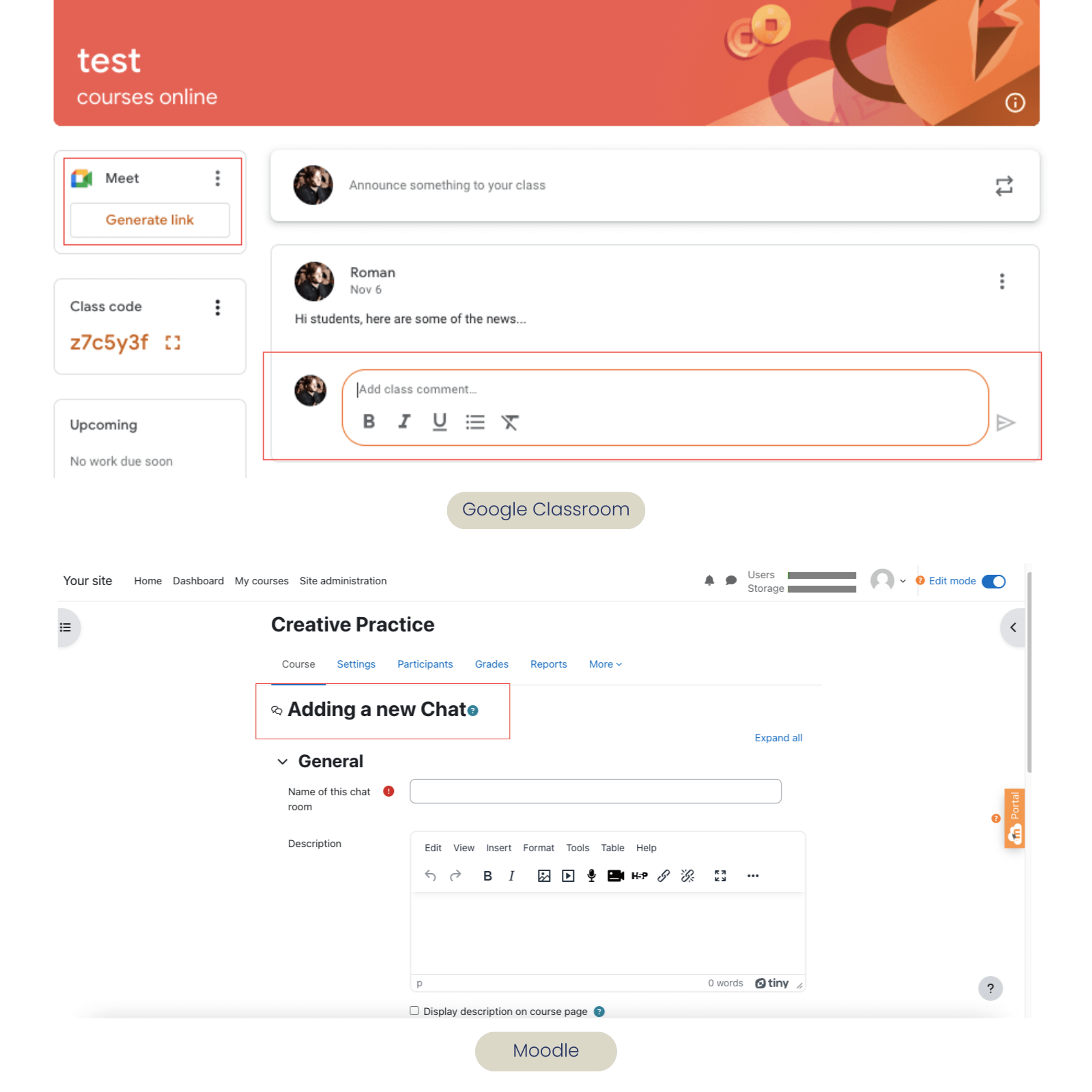 Moodle vs Google Classroom engagement tools