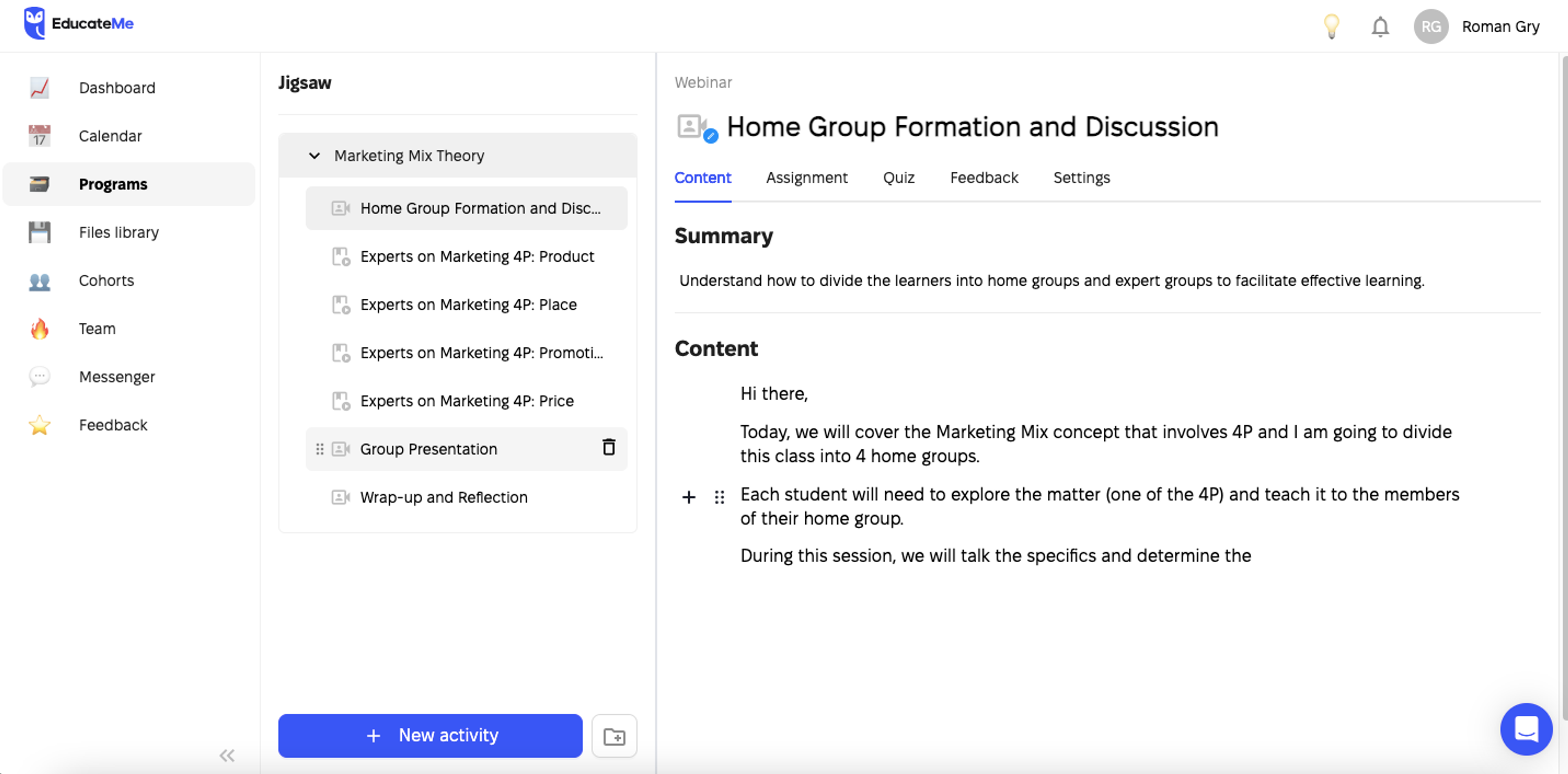 EducateMe Jigsaw collaborative learning