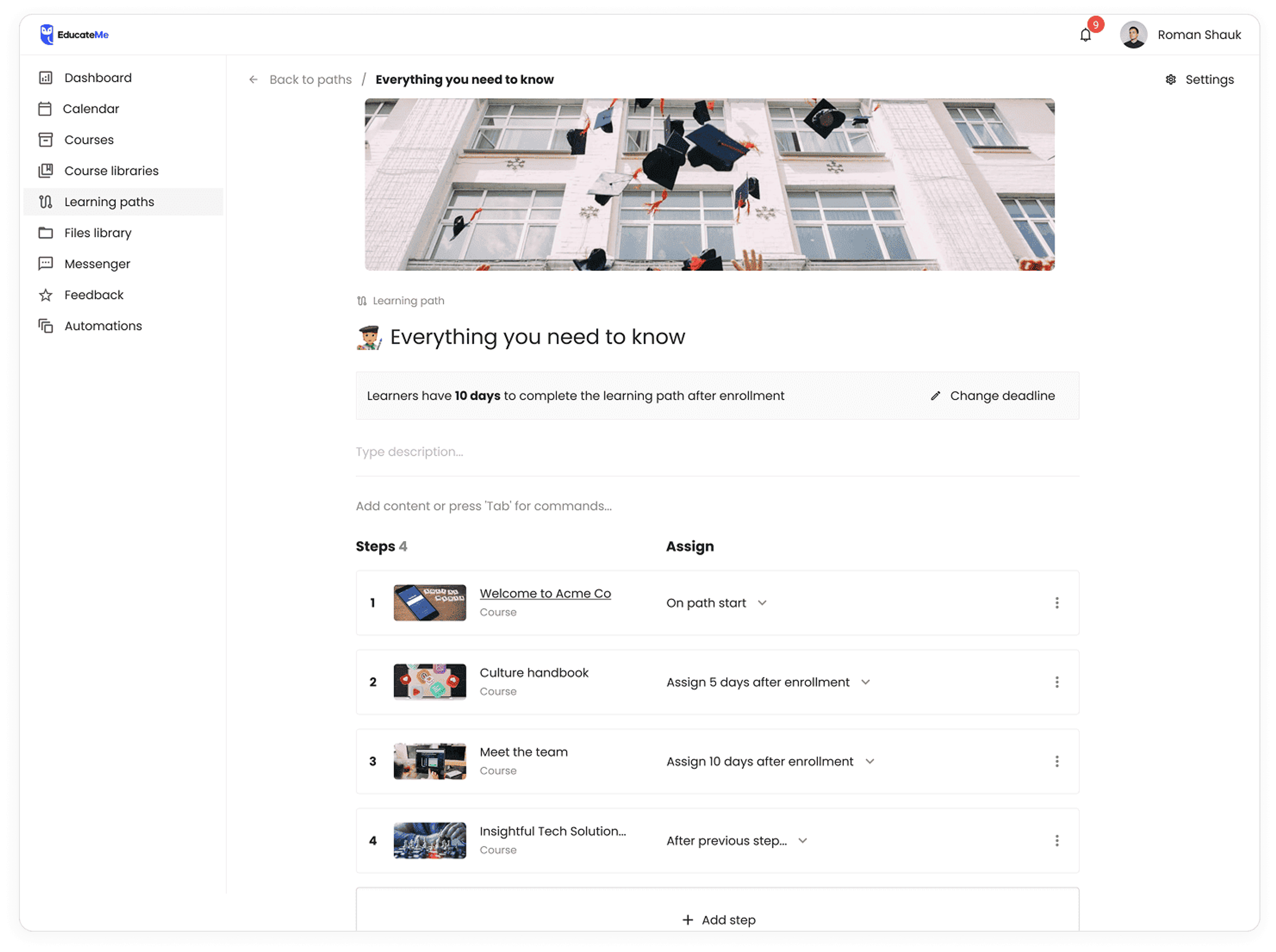 EducateMe Custom Learning Paths
