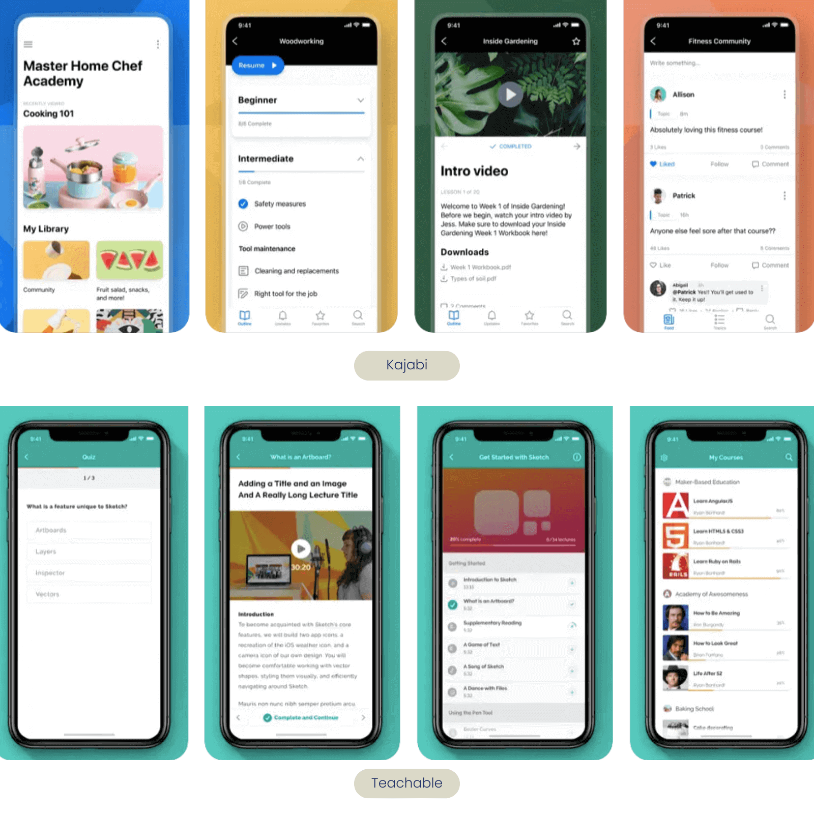 Kajabi vs Teachable mobile app