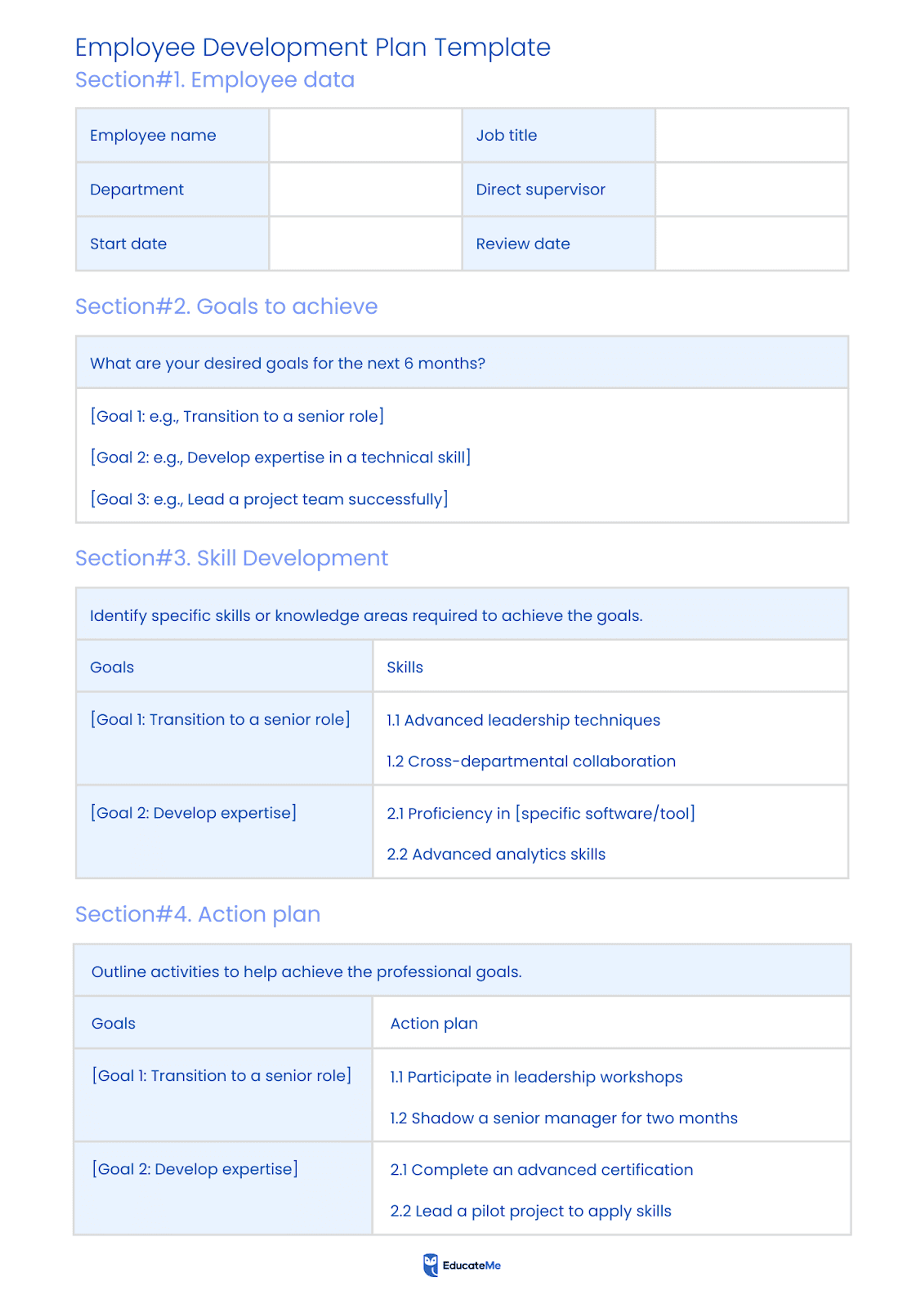 Employee Development Plan Template