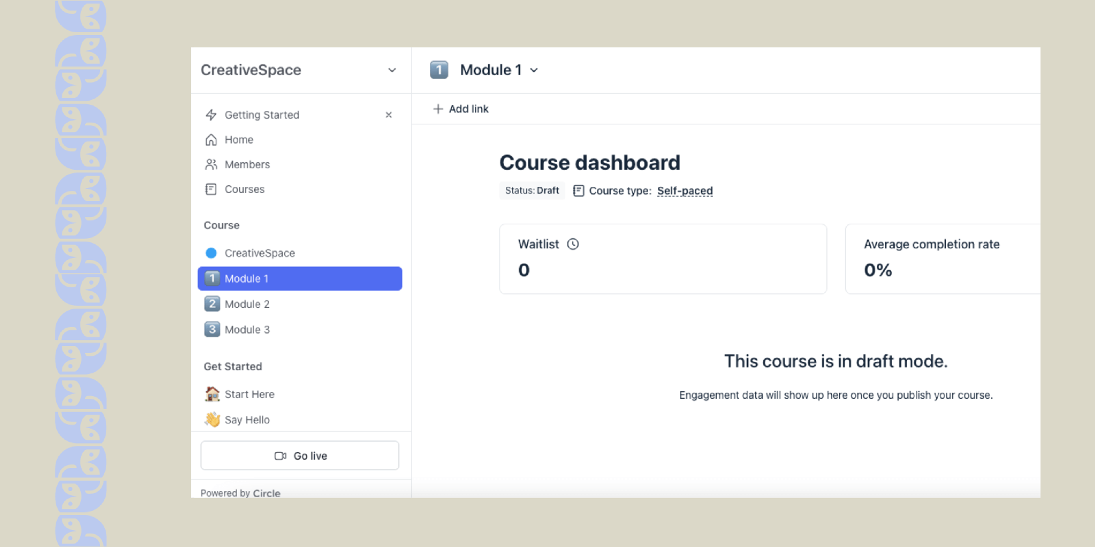Circle community and course tools.