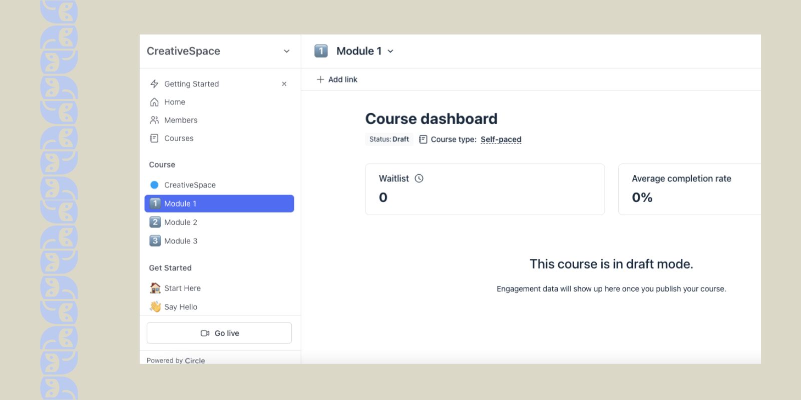 Circle community and course tools.