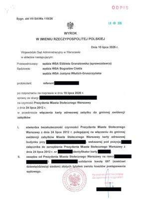 WSA w Warszawie: wyrok Trybunału Konstytucyjnego ma znaczenie także dla dawnych wpisów do GEZ