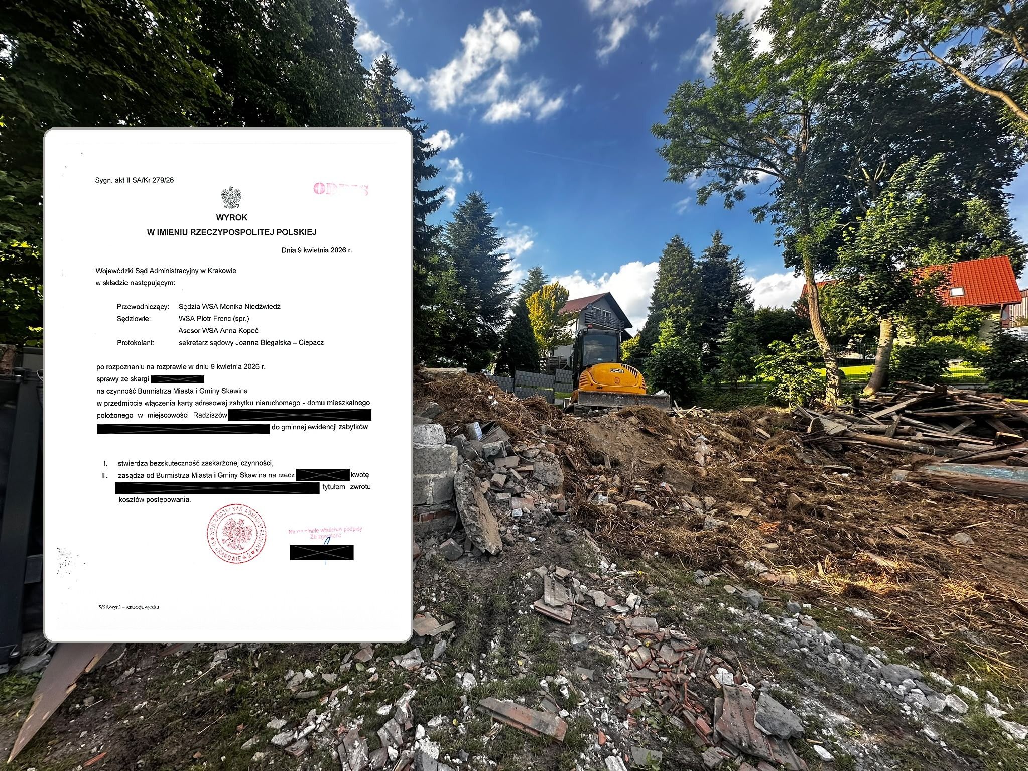 Wygrana sprawa zakończona rozbiórką
