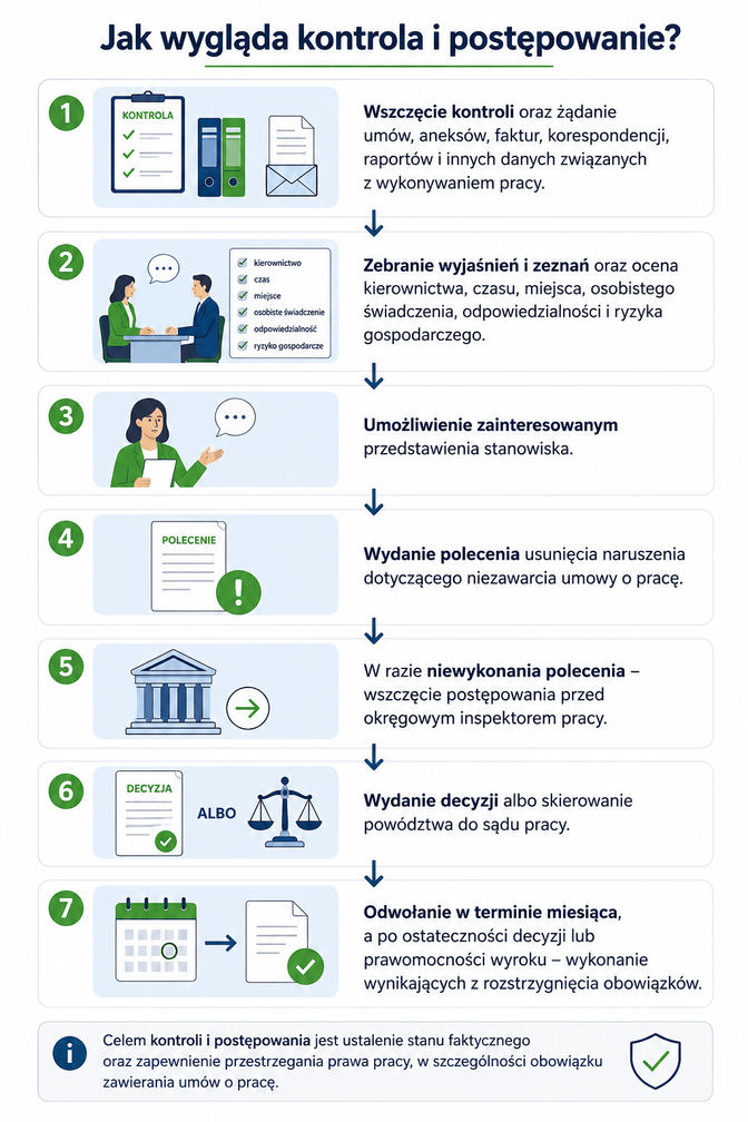 Jak wygląda kontrola PIP i postępowanie w sprawie umowy B2B – siedem etapów