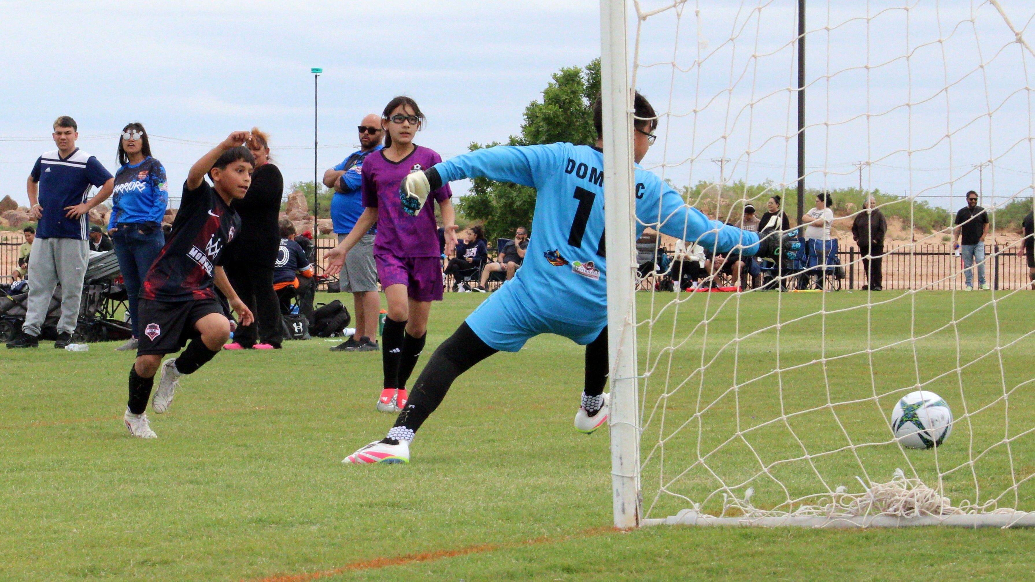 Goalkeeper diving to make a save