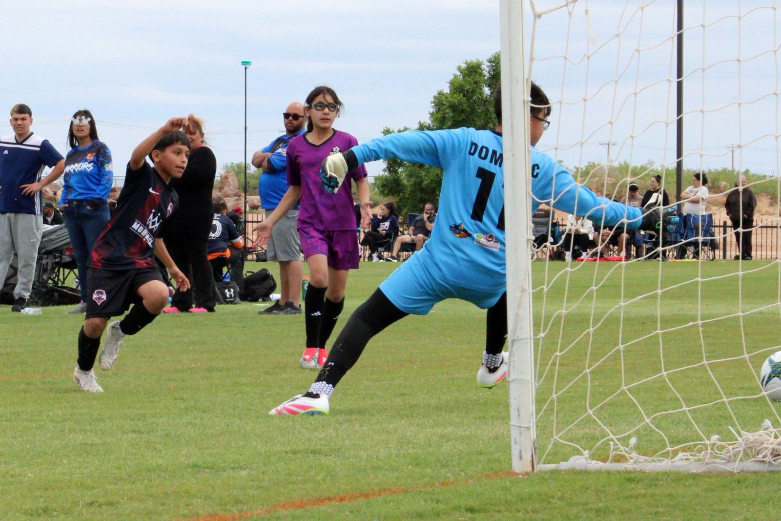 Goalkeeper diving to make a save