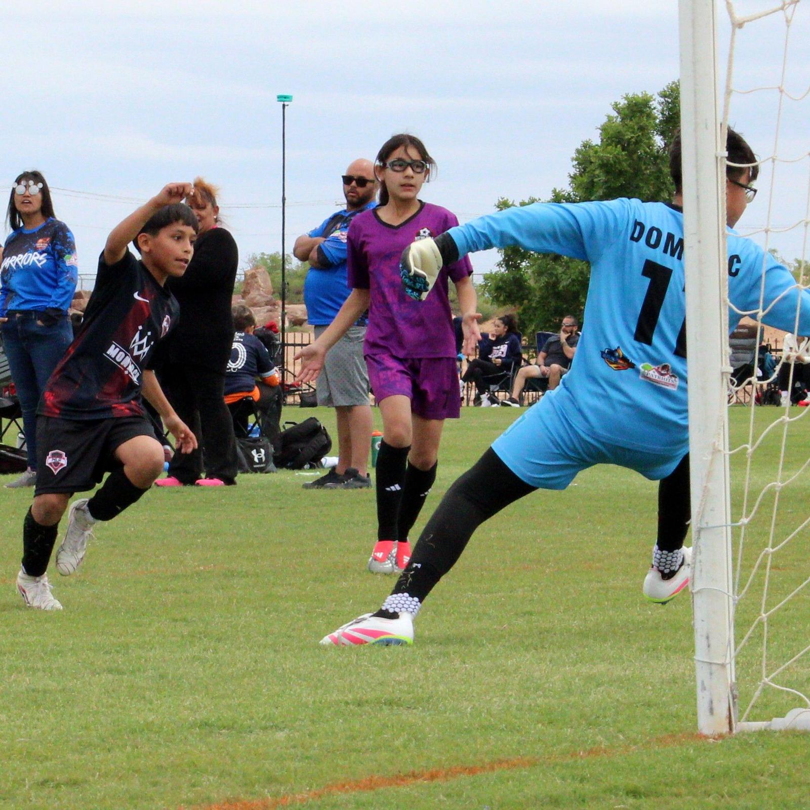 Goalkeeper diving to make a save