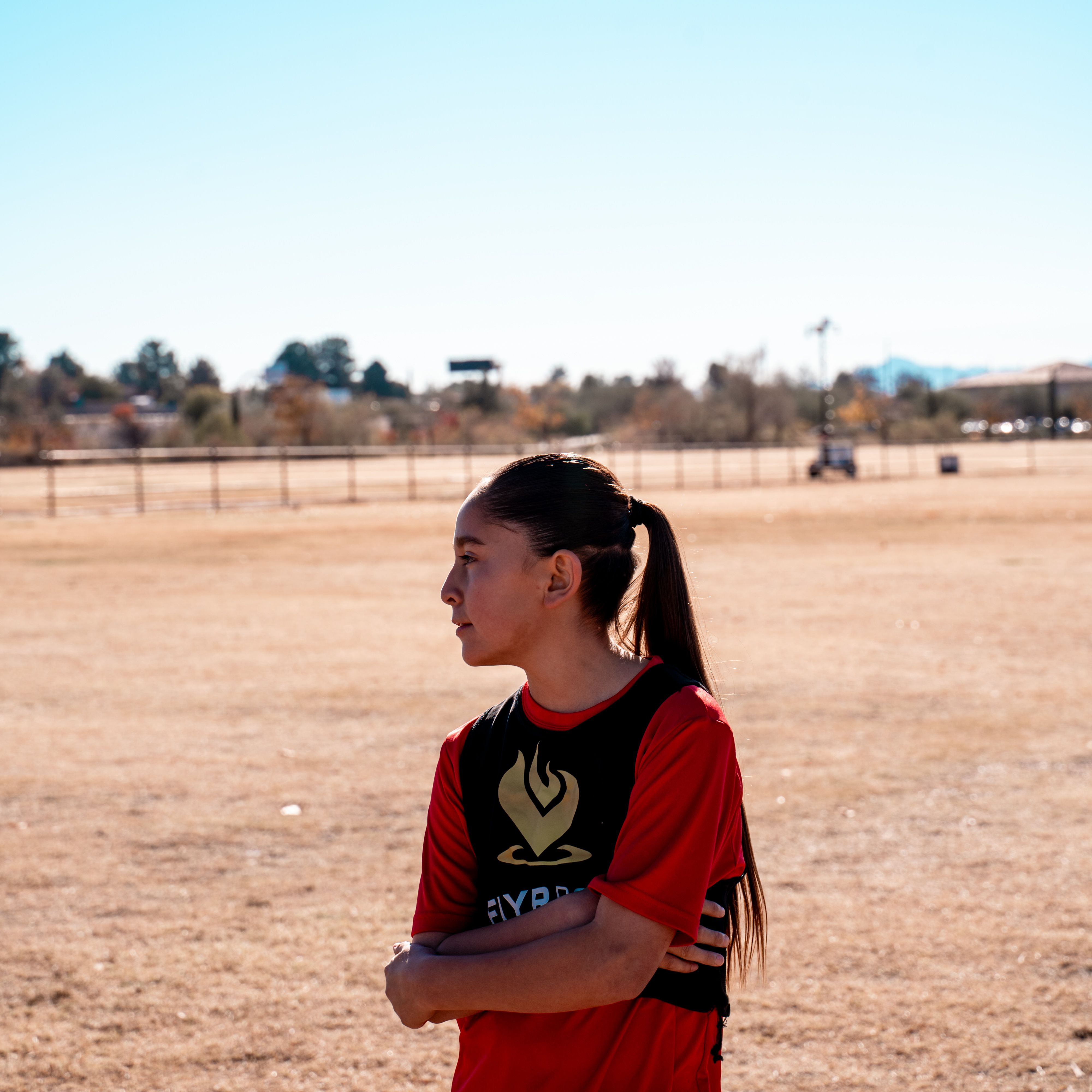 Girls U14 player on the practice field