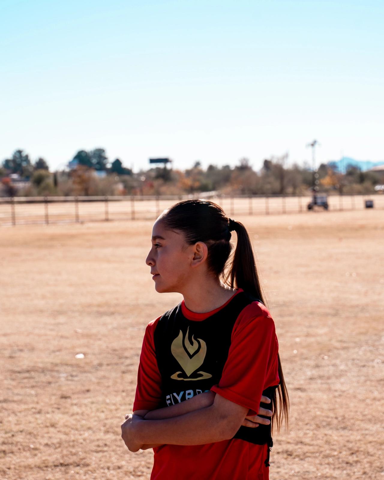 Girls U14 player on the practice field