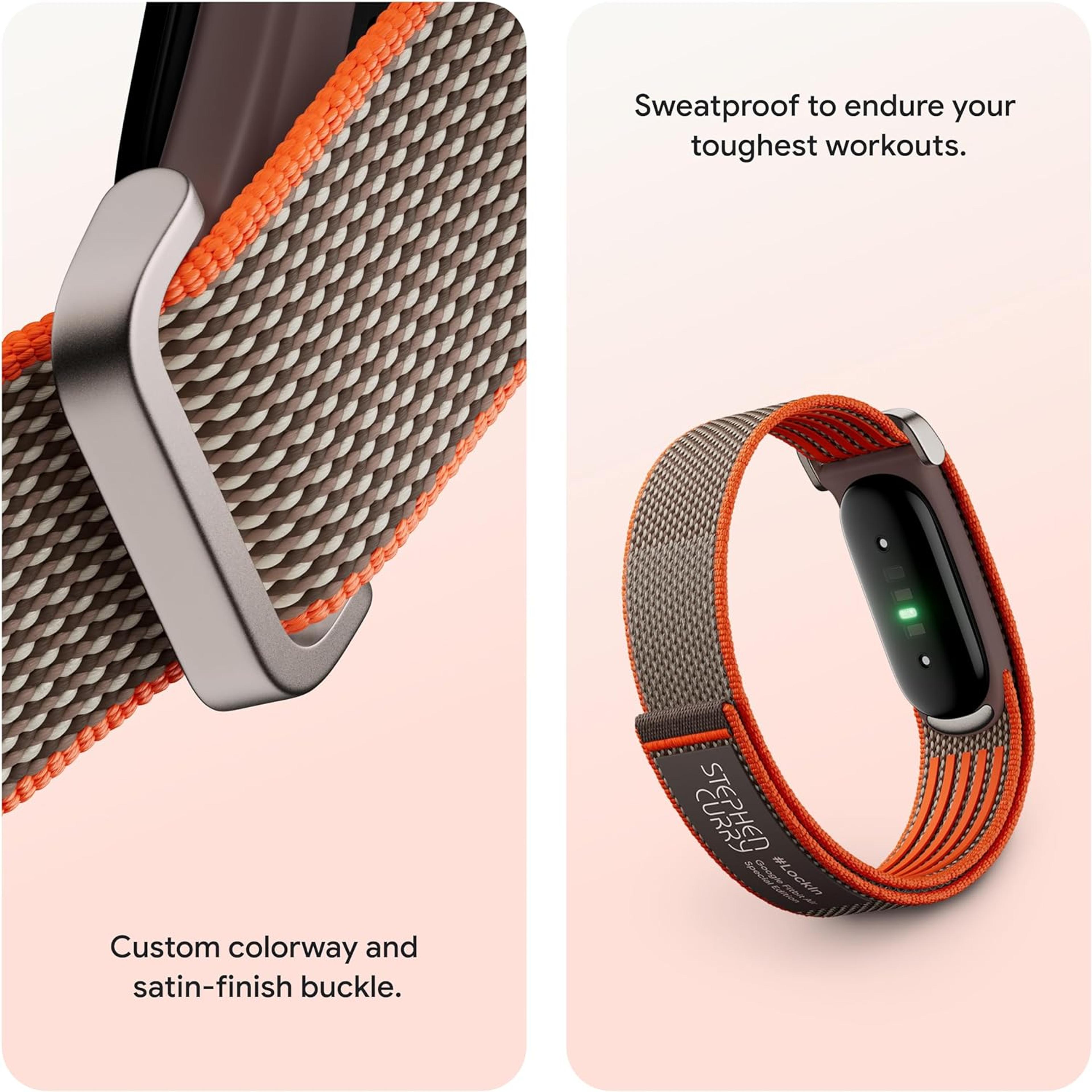 Google Fitbit Air Stephen Curry Special Edition – Screen-Free Fitness Tracker, Rye Brown Performance Loop