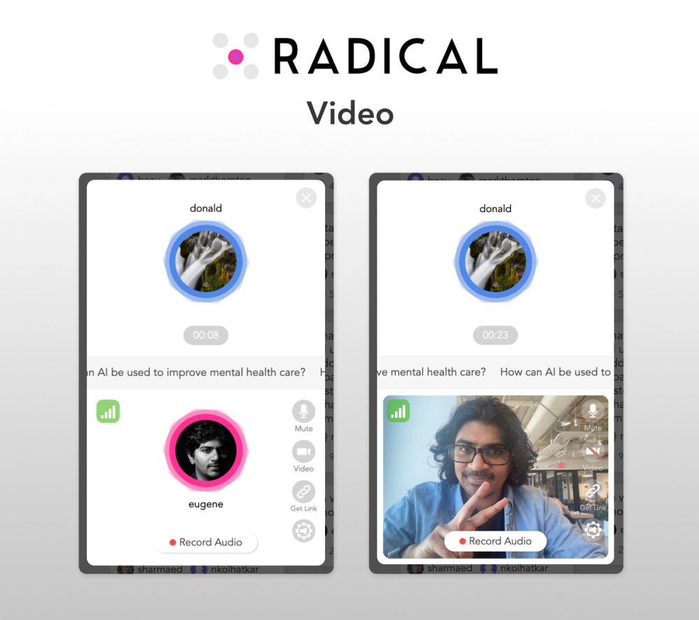 A look at the live-video feature of the Radical web app