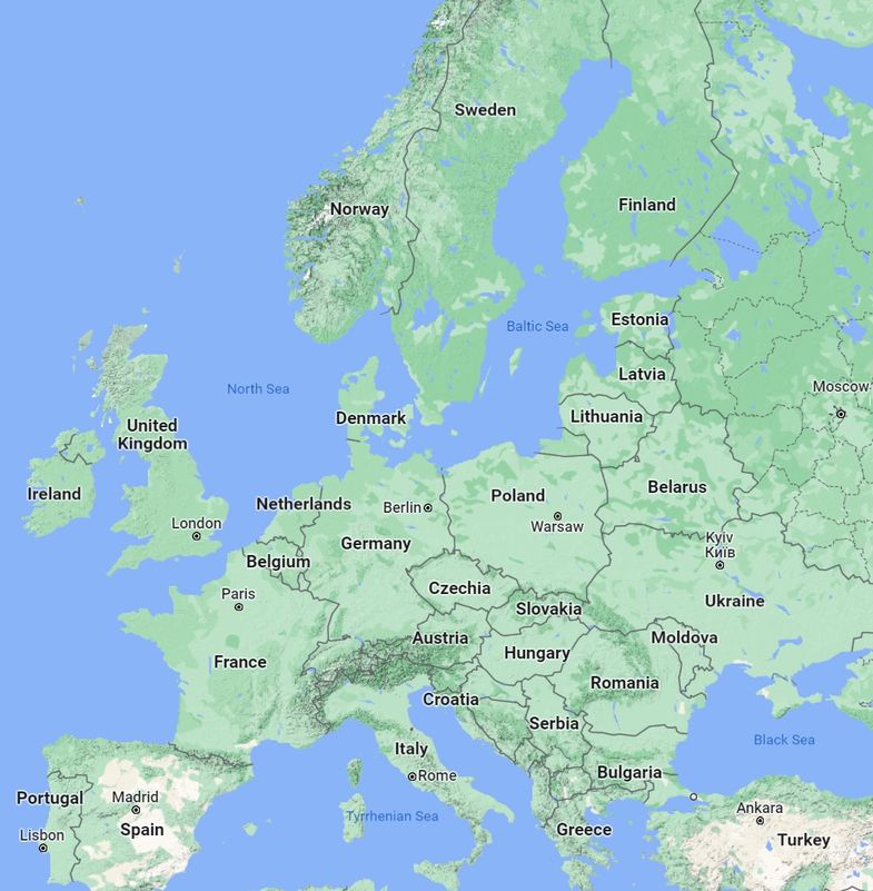 A map of the Europe