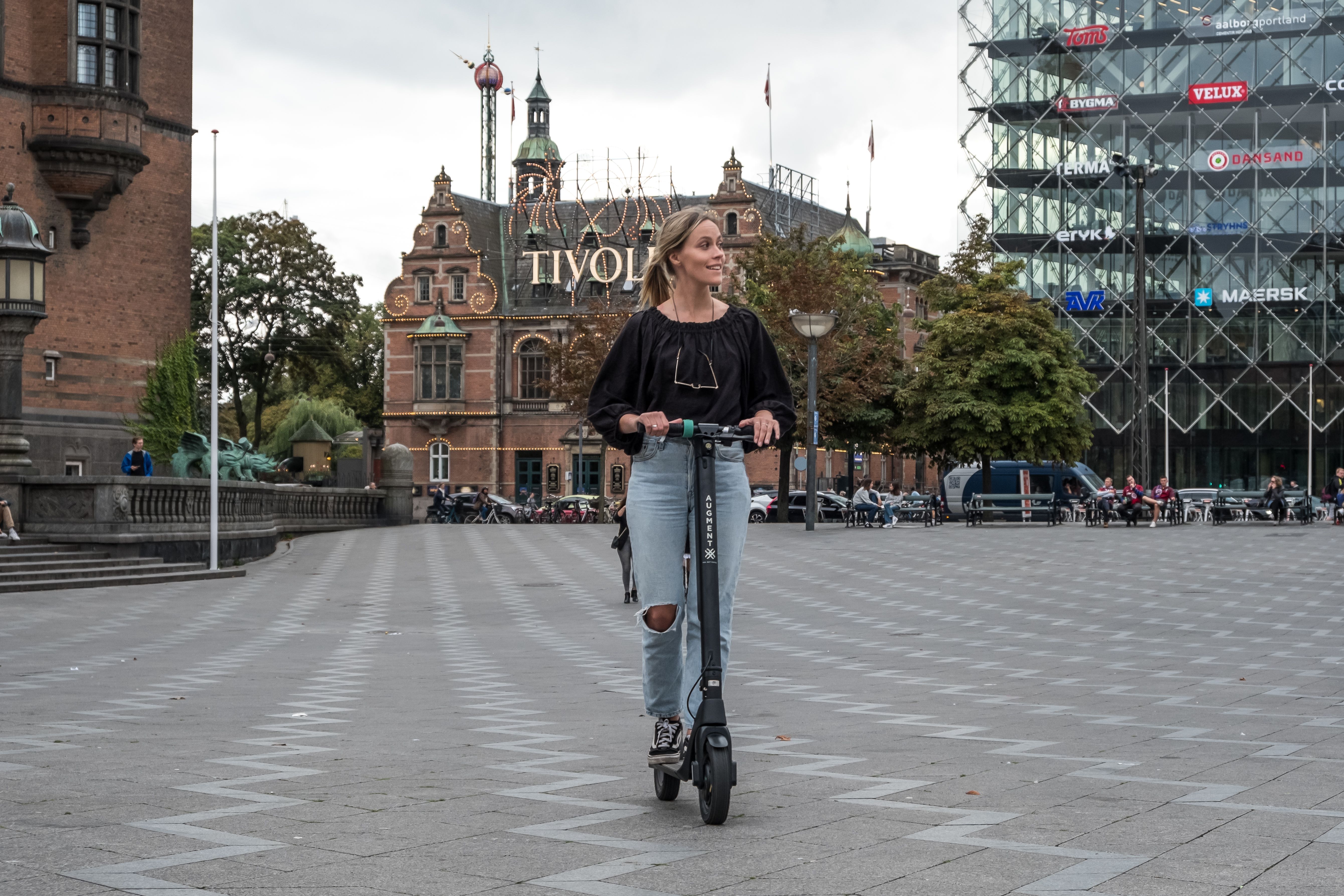 Augment.Eco e-scooter in front of Tivoli in Copenhangen (Kopenhamn)