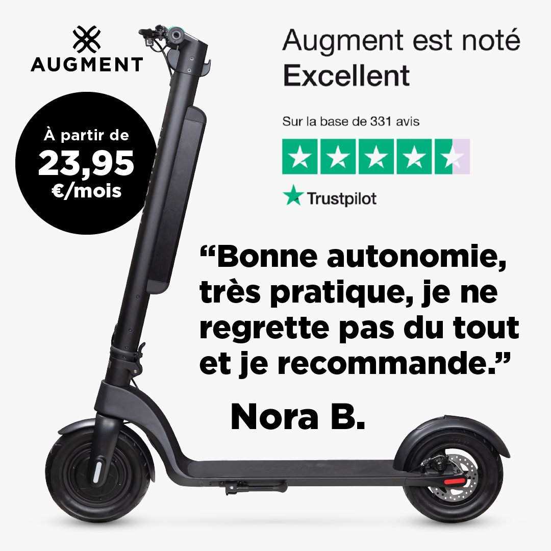 Bonne autonomie et très pratique. Nora recommande les trottinettes électriques Augment
