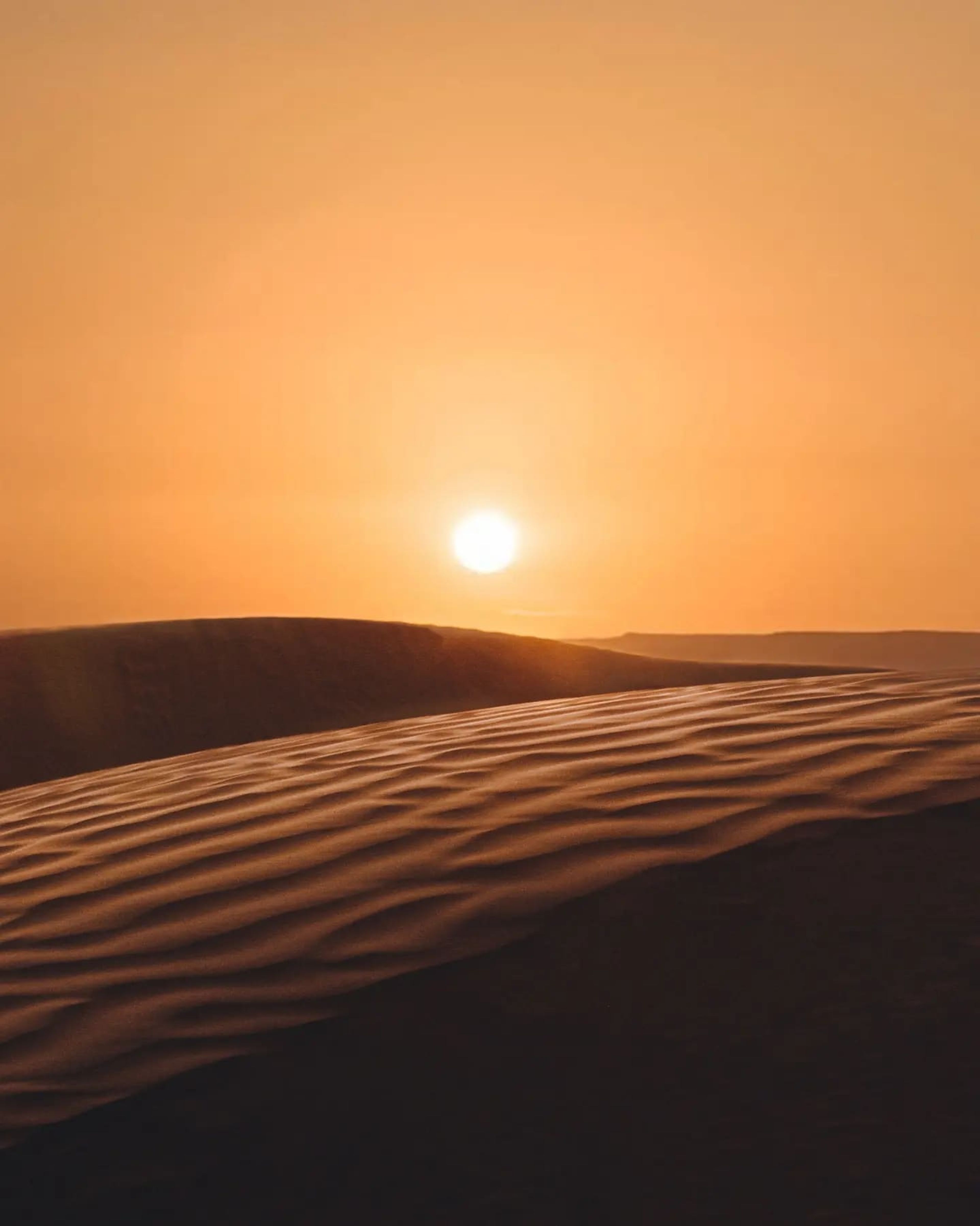 Coucher de soleil sur les dunes de Ksar Ghilane