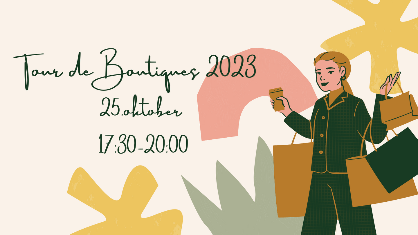 Poster for Tour de Boutiques, en dame med mange handleposer