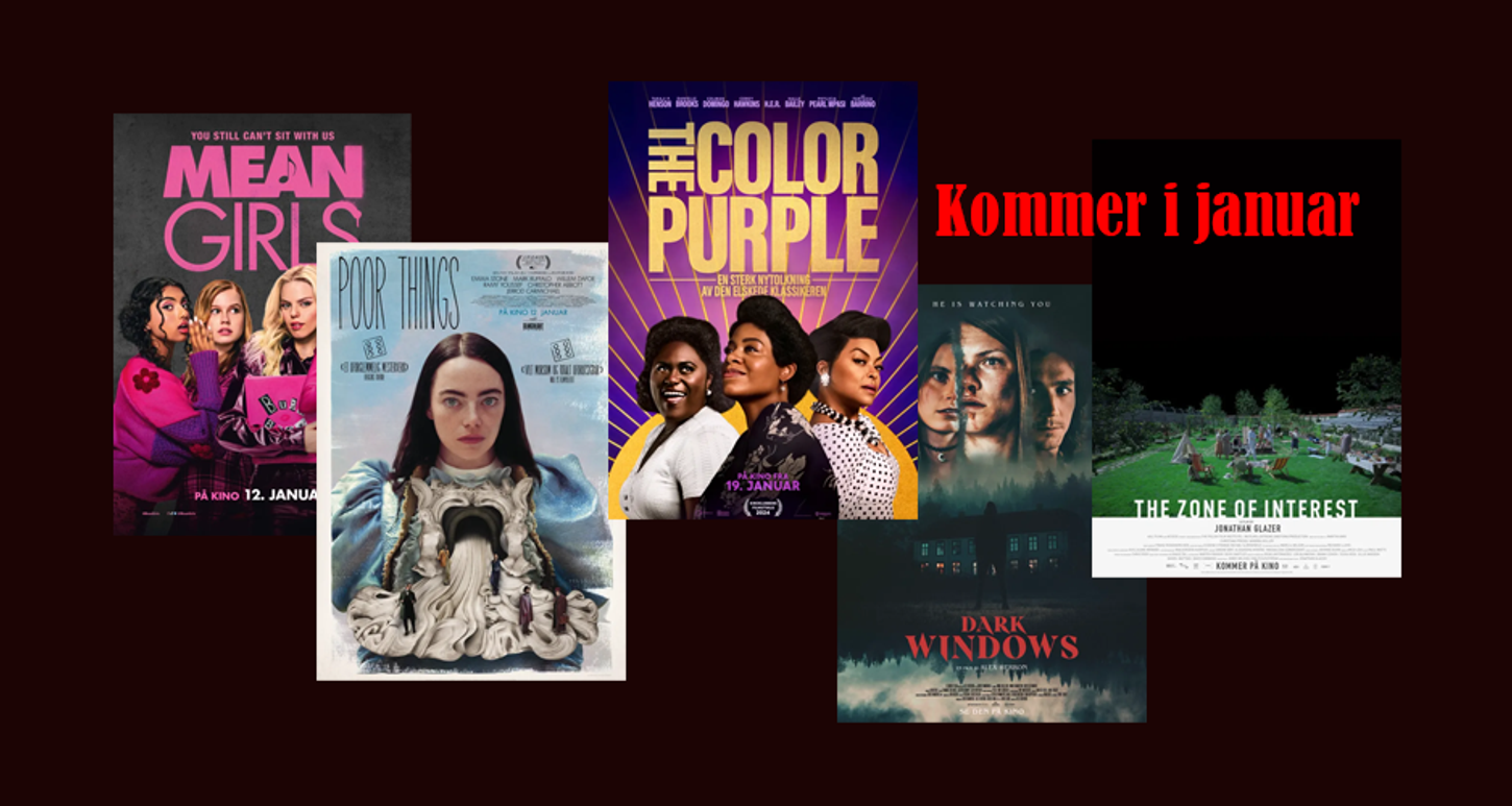 Bilde av postere for flere filmer som har premiere i Januar