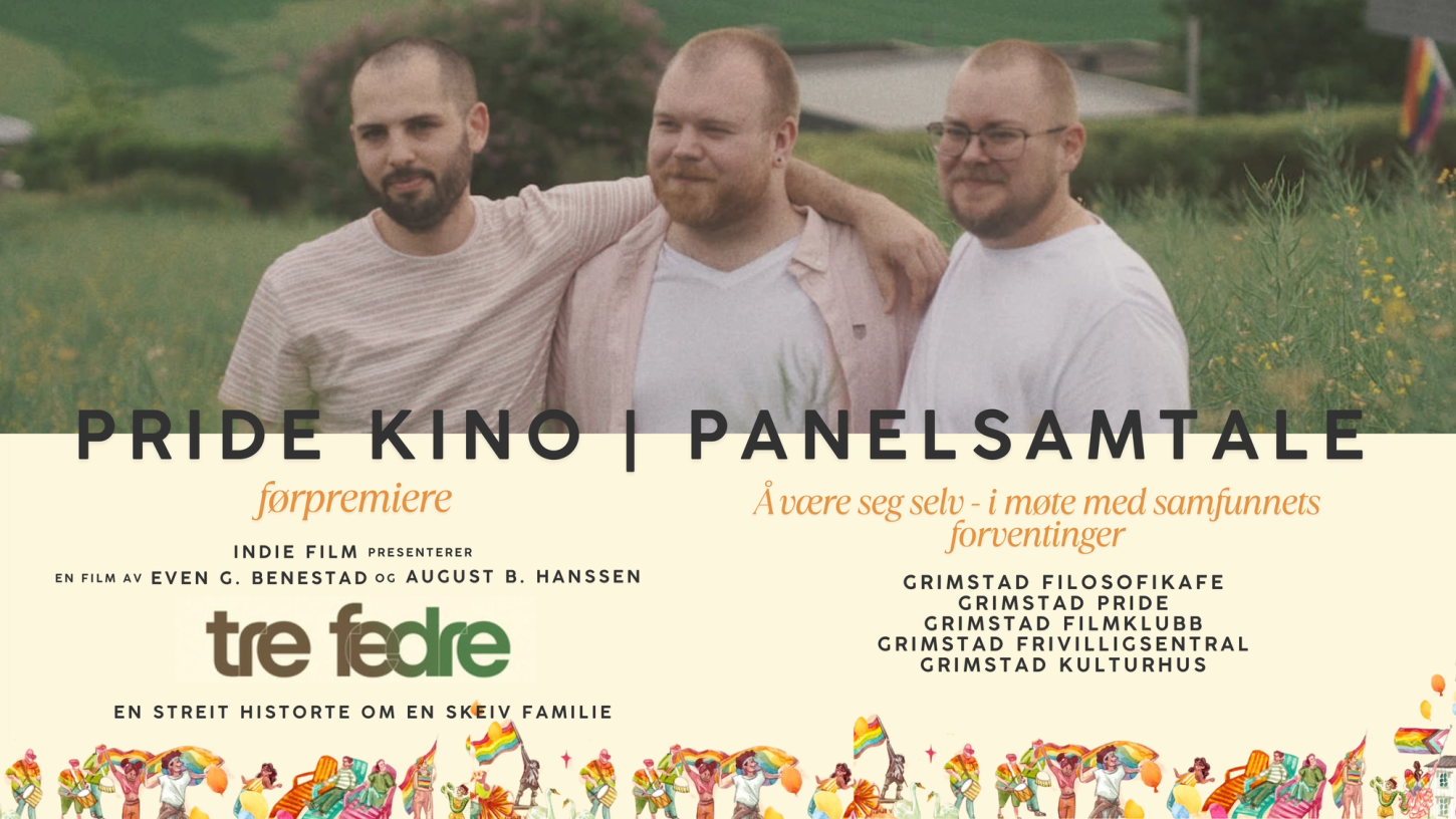 Plakat for tre fedre med tekst om arrangementet