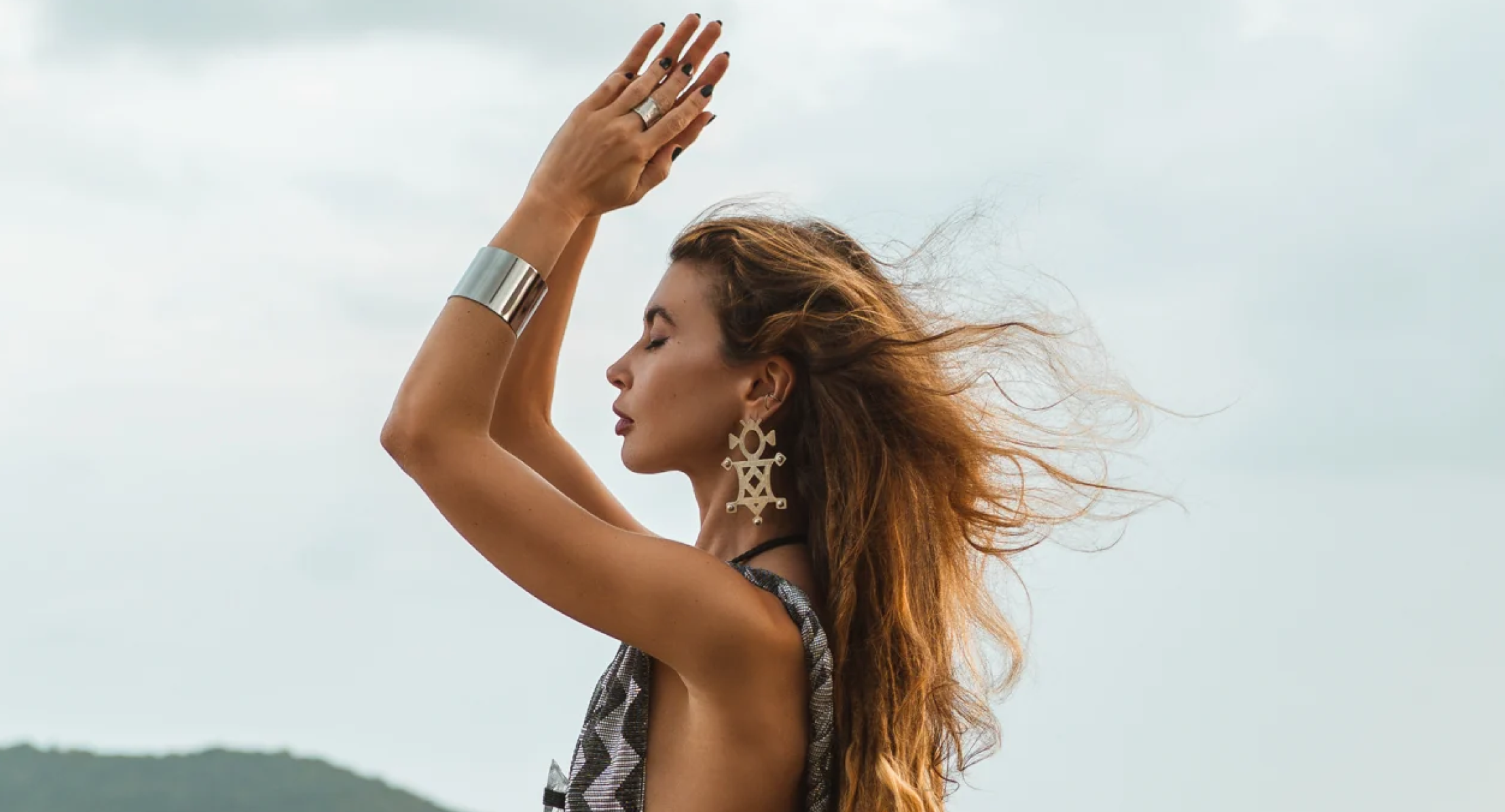 Woman wearing a dress in nature