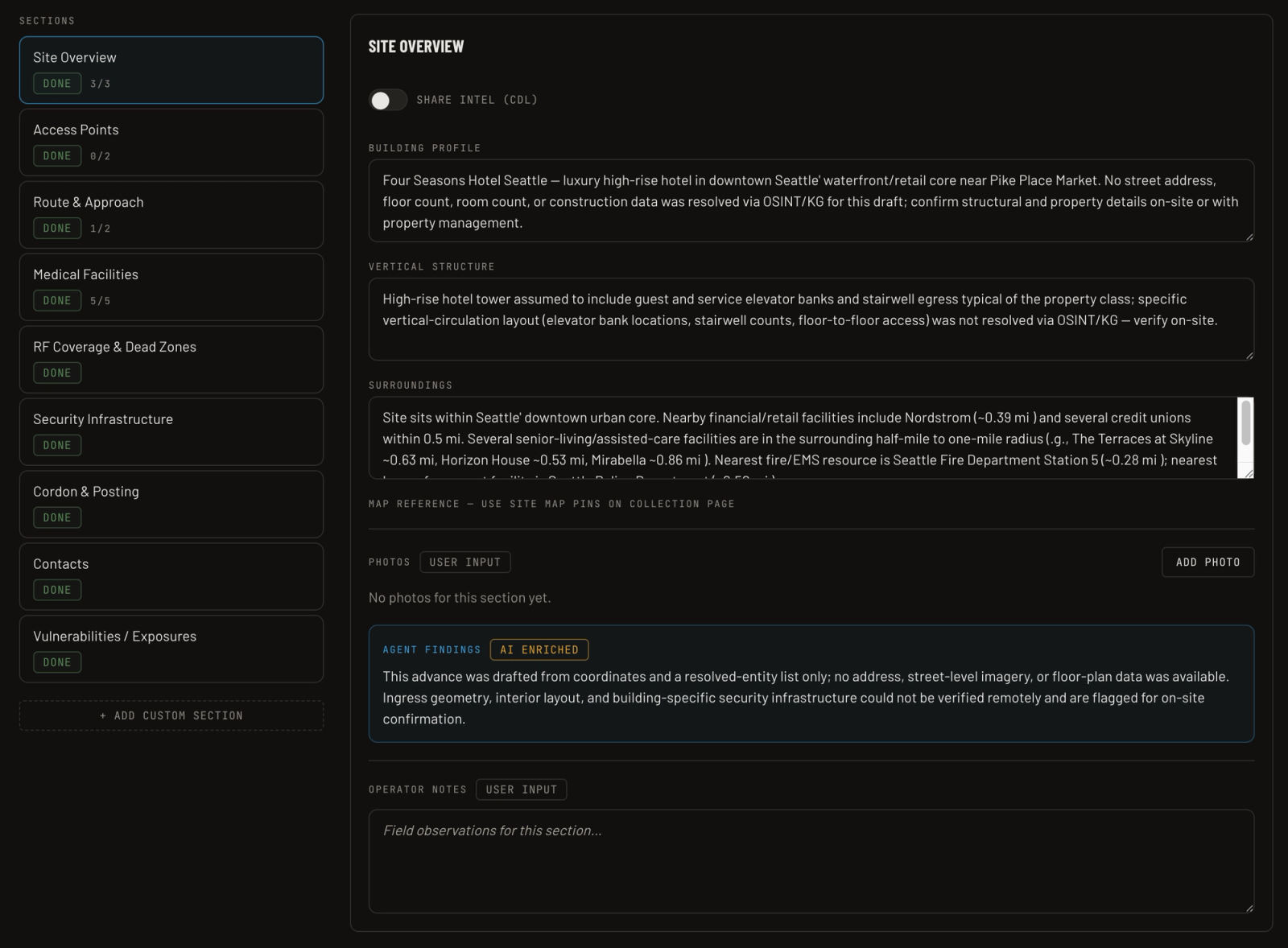 ARcline product screenshot: advance workflow