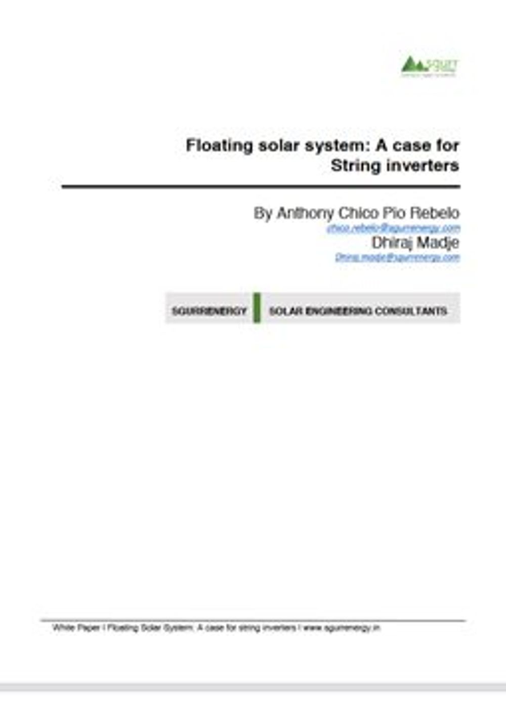 Floating Solar System: A Case for String Inverters