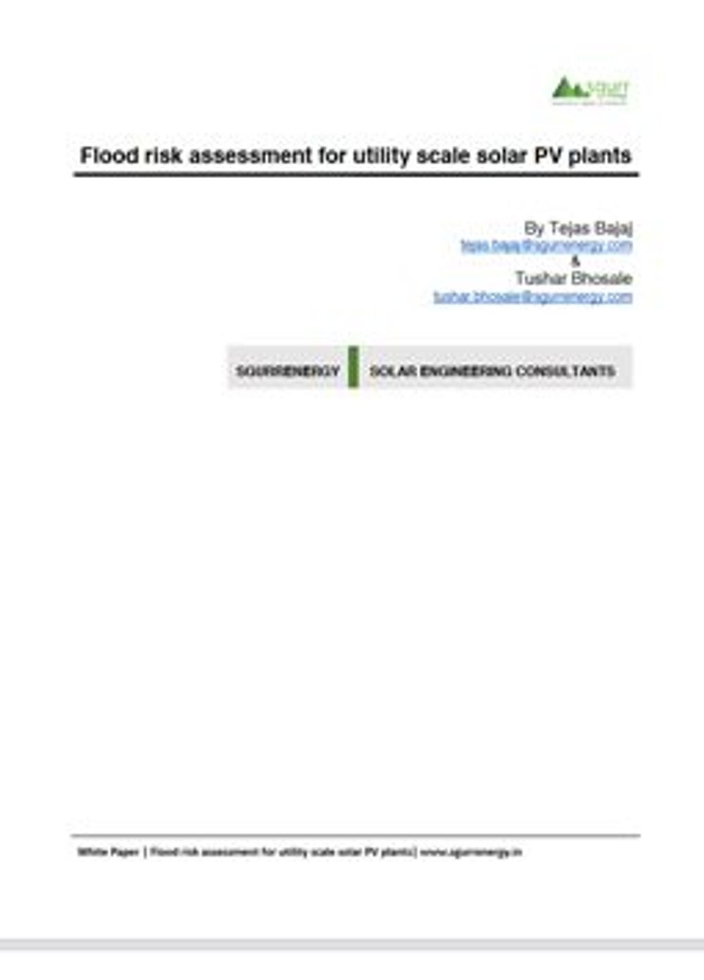 Flood risk assessment for utility scale solar PV plants