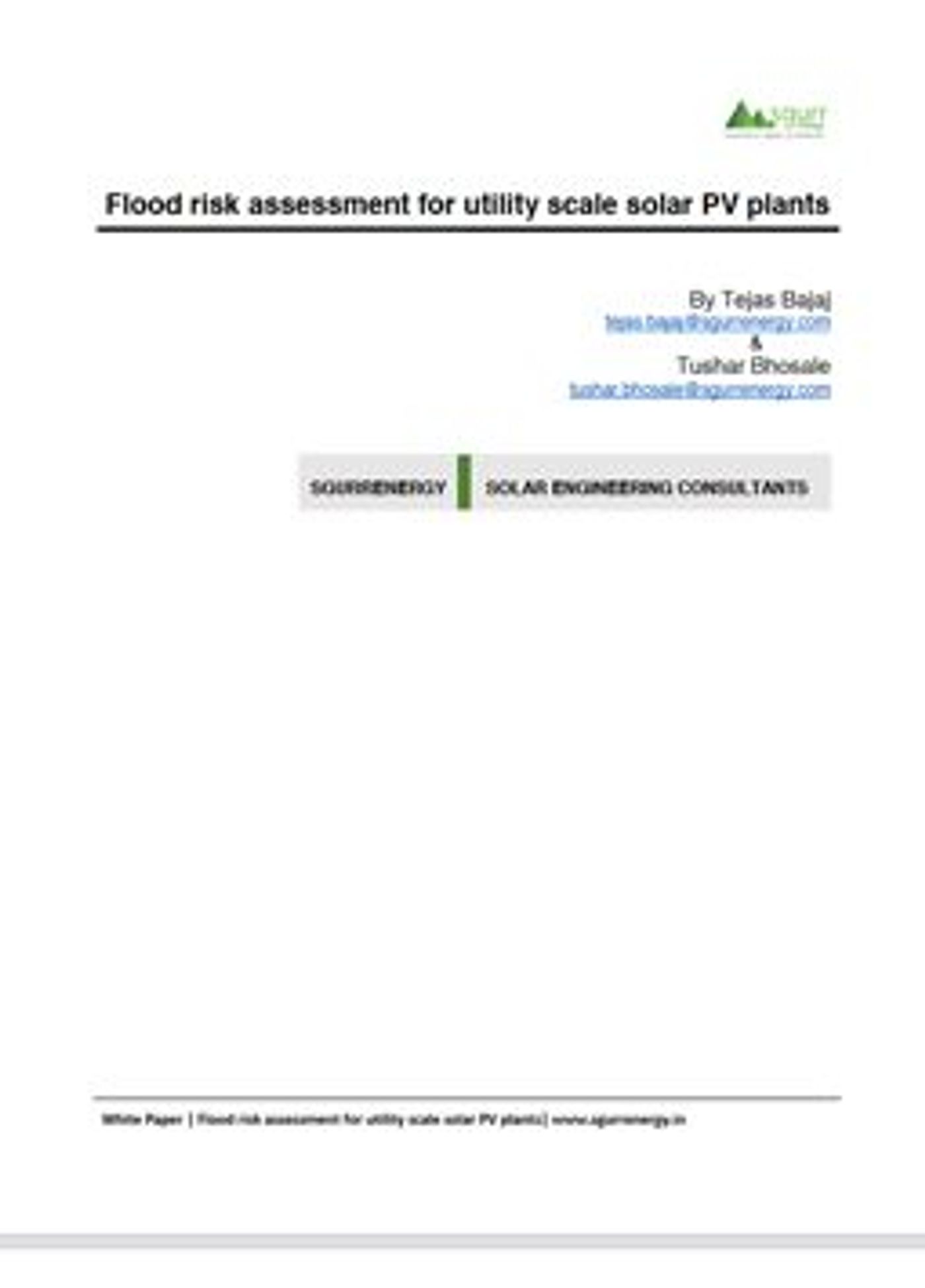 Flood risk assessment for utility scale solar PV plants