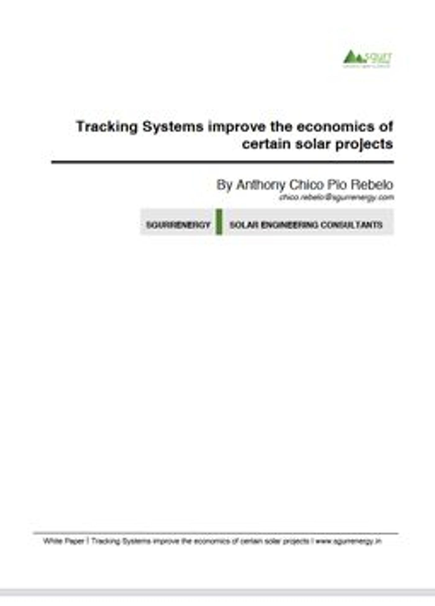 Tracking Systems improve the economics of certain solar projects