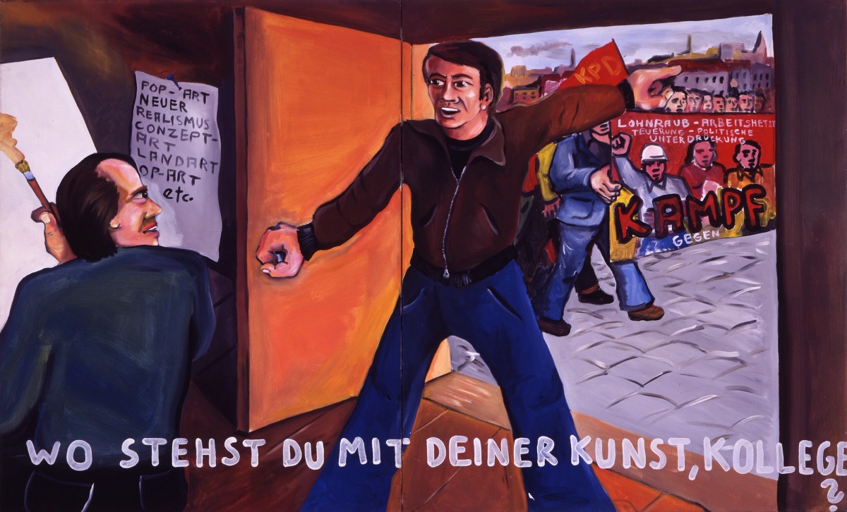 Ill.3: Jörg Immendorff, Wo stehst du mit deiner Kunst, Kollege?“, 1973, Acryl auf Leinwand, © Estate of Jörg Immendorff, Courtesy Galerie Michael Werner Märkisch Wilmersdorf, Köln & New York
