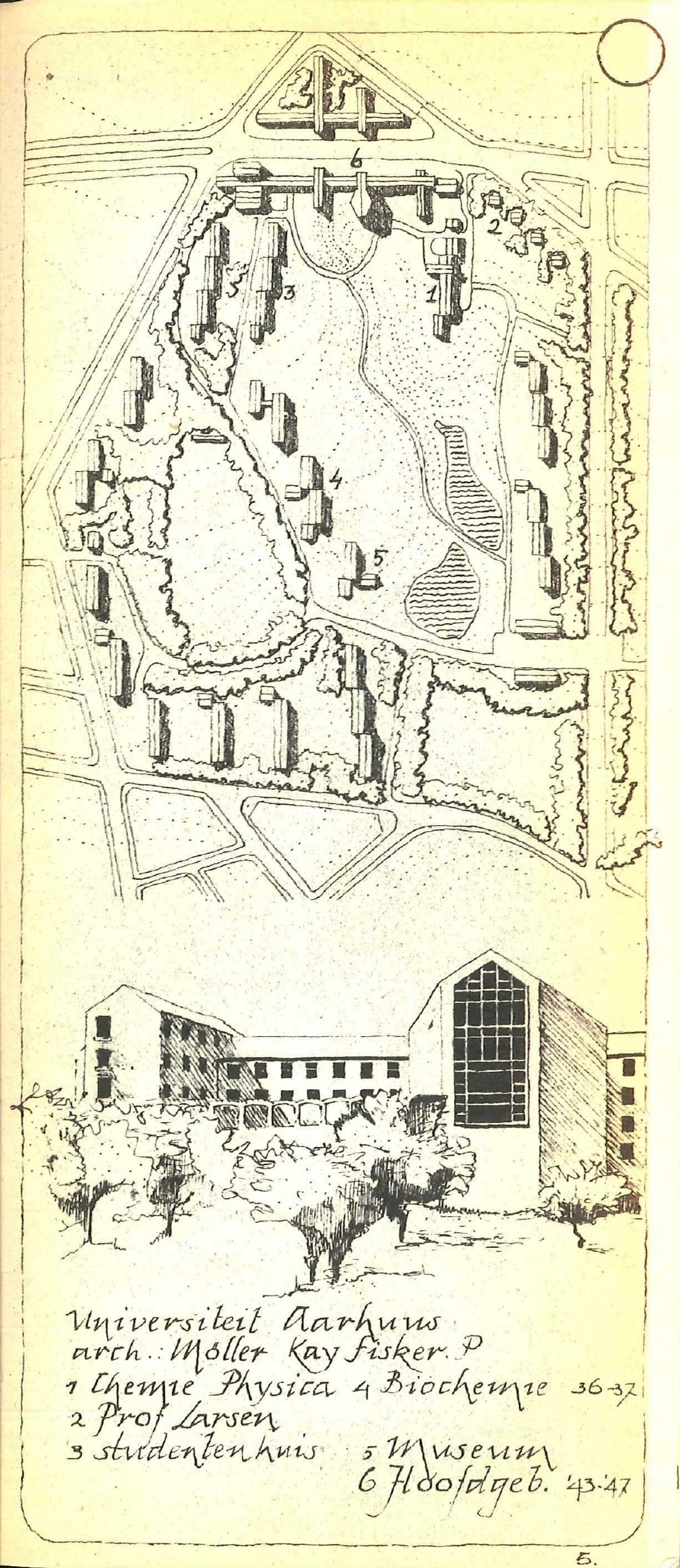 Ill. 2. Denemarken 1957, STYLOS excursion guide, 5. Aarhus University arch.: Møller, Kay Fisker, ‘36-‘37 / ‘43-’47.