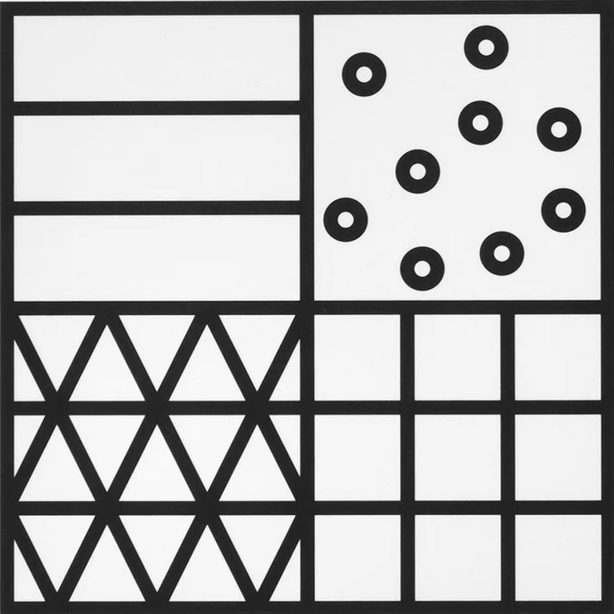 Ill. 9. De fire ornamentale prototyper, Illustration: Thomas Weil, New Grammar of Ornament 2021

Prototyperne stribet, triangulær, fri form og rektangulær inddeler ornamentet i kategorier efter fremtræden, forefindes i Europa omkring 40.000 f.Kr. Disse markerede begyndelsen på en global ornamentkultur, der udfoldede sig i såvel stammesamfund som i avancerede civilisationer som Egypten, Grækenland, Rom og Kina.