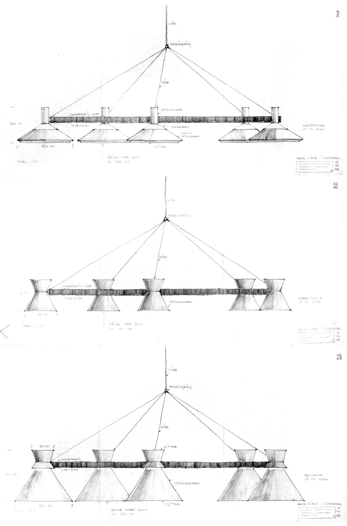 Ill. 10. Ansgar Church, ceiling lights study sketch. Royal Danish Library – The Art Library. 