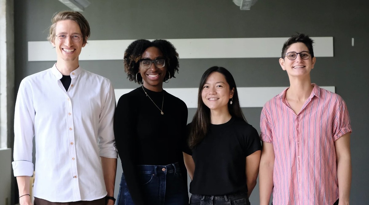 Ill. 7. The Frolic Community Team, left to right Joshua Morrison, Nicholette Cameron, Elaine Wang, and Tamara Knox