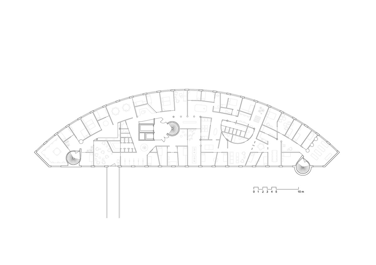 Ill. 7. Palazzo plan, tested on typical floor plate, Alviks strand office complex, Stockholm. Secretary, 2024.