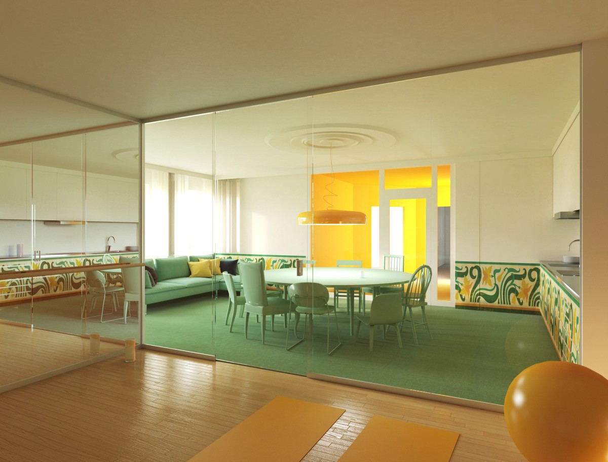 Ill. 3. Visualization, Palazzo plan, Solna Access office complex, Stockholm. Secretary, 2024.