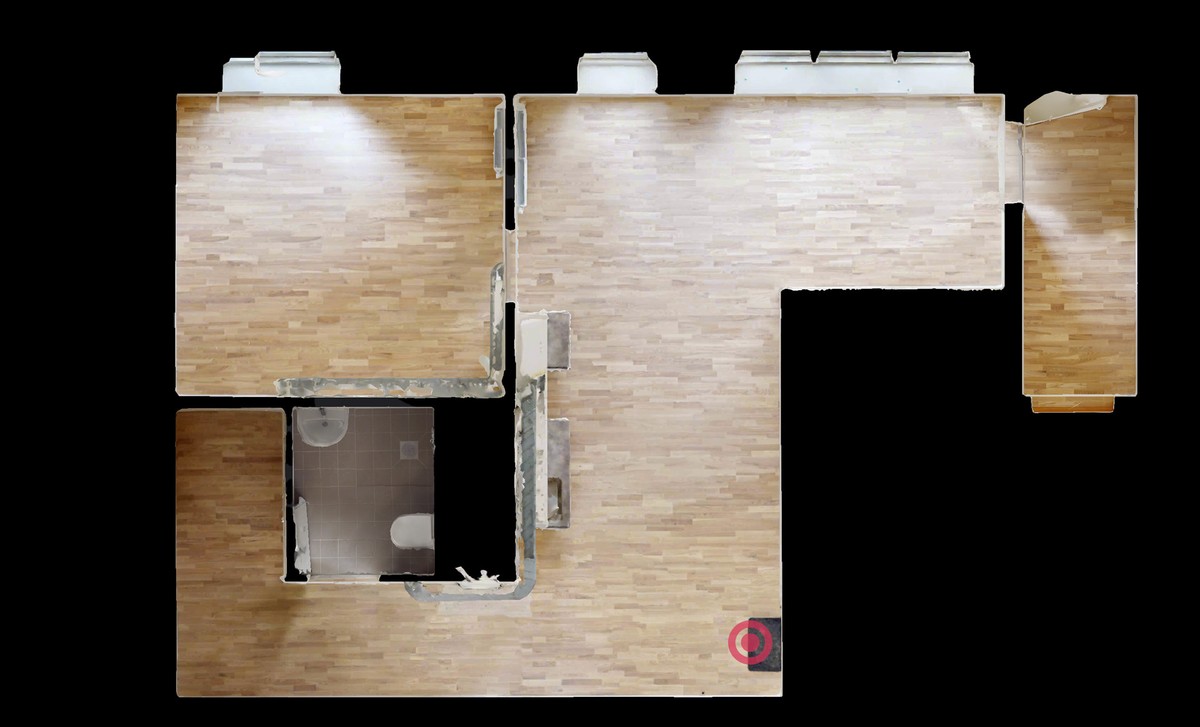Ill.2.: Screenshots from digital toure of a 2-room public-housing “family apartment” Available on:https://tours.360company.dk/tour/provebolig-papiroen-2v