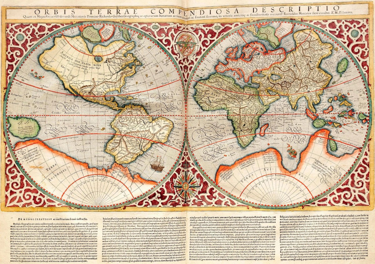 Ill.2. Verdenskort fra Atlas Cosmographicae, Gerardus Mercator, 1596. Library of Congress, Rosenwald Collection. 
