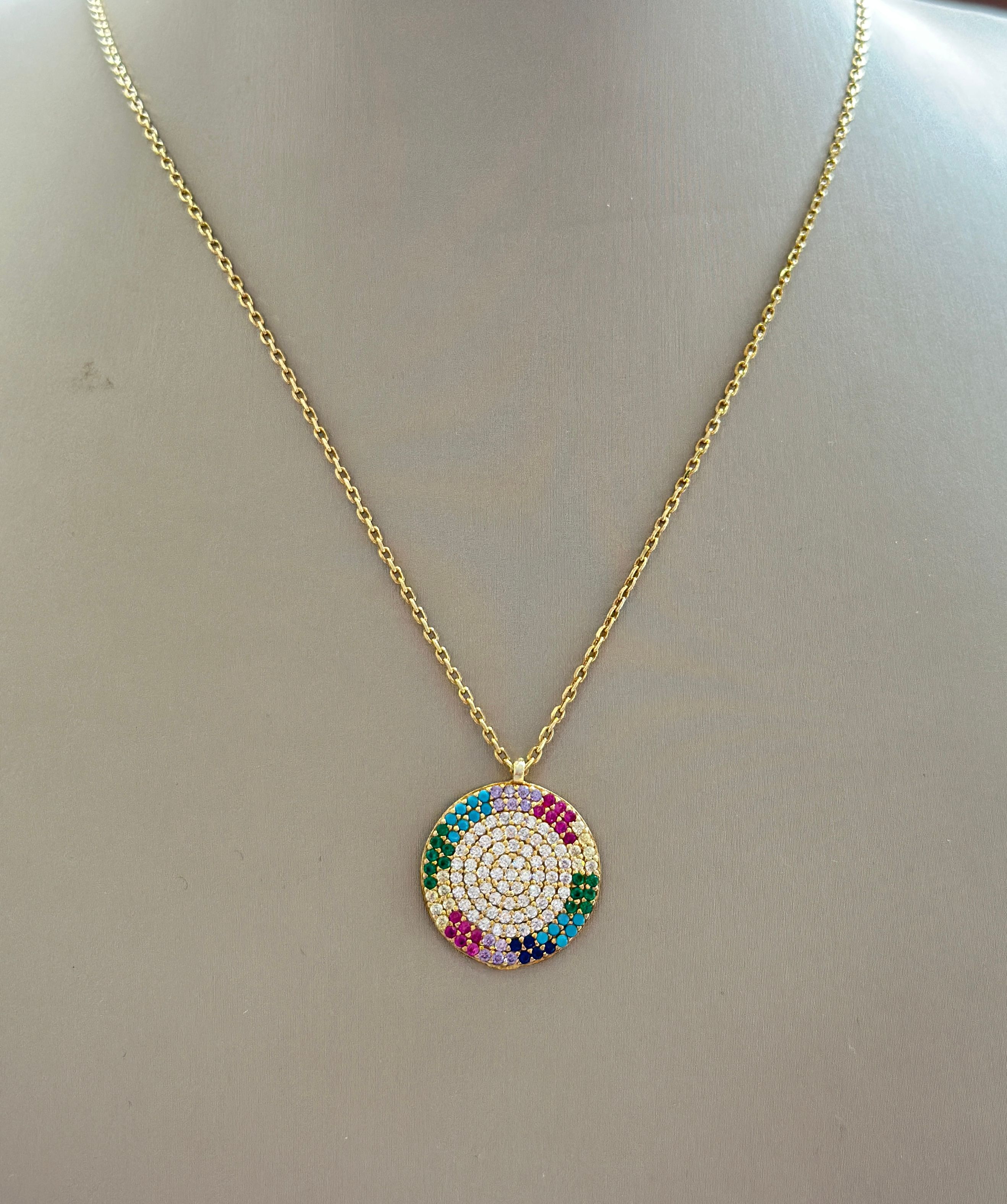 Cadena de plata 925 con dijes de colores O.A - Código K589