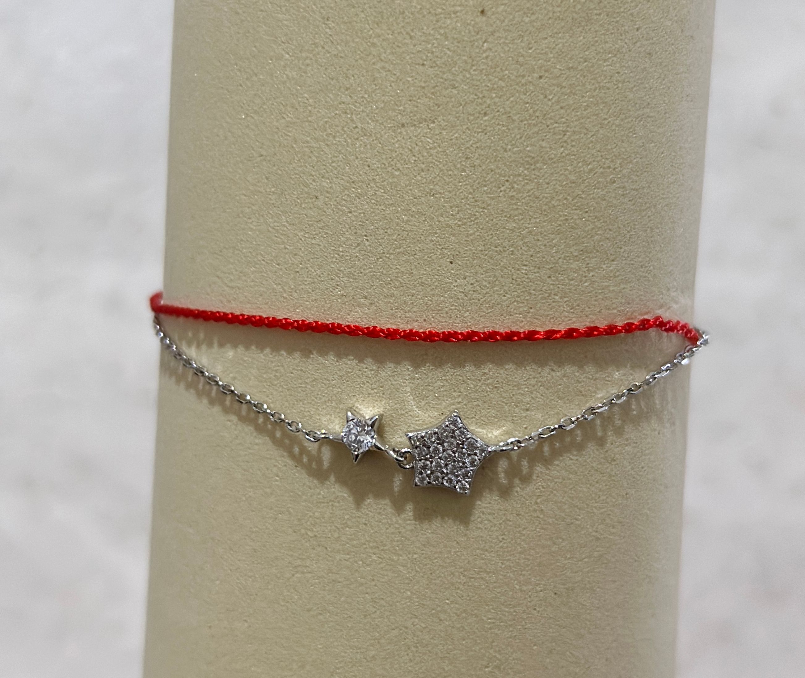 Pulsera hilo y plata 925 con estrellas  - Código K667