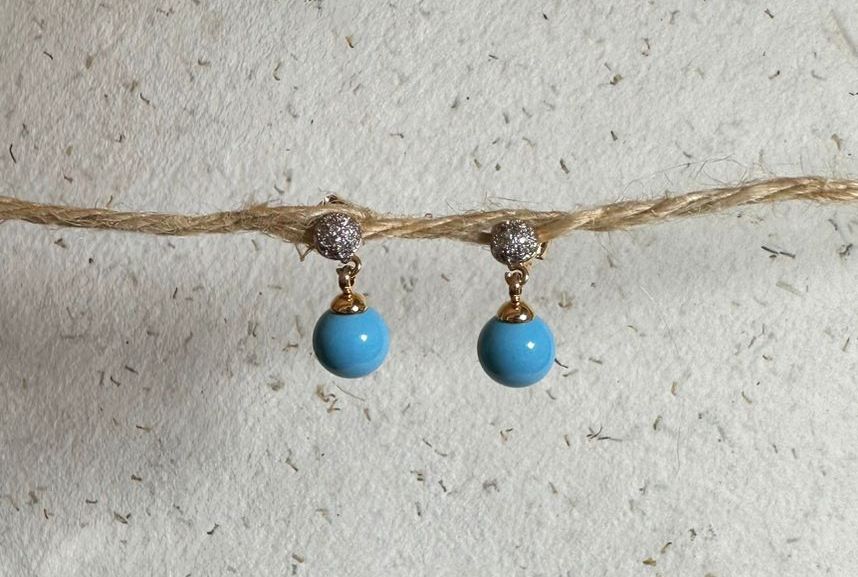 Aro de acero enchapado con turquesa colgante - Código K402