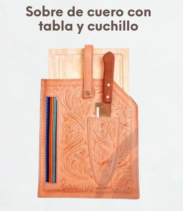 Articulo  de cueros - Tabla y cuchillos  - Código RE-041