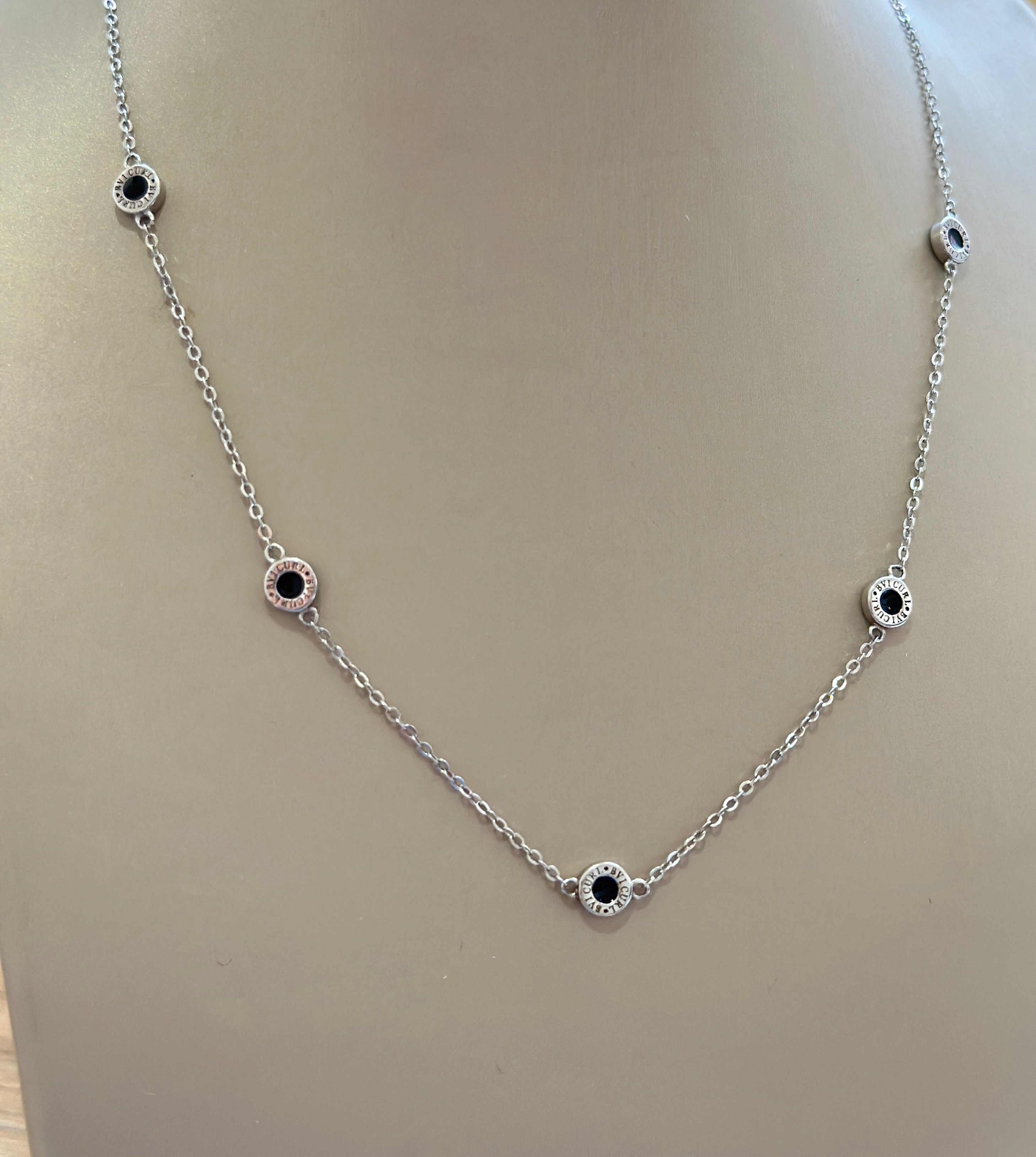 Cadena de plata 925 con dije moneditas con onix - Código K577