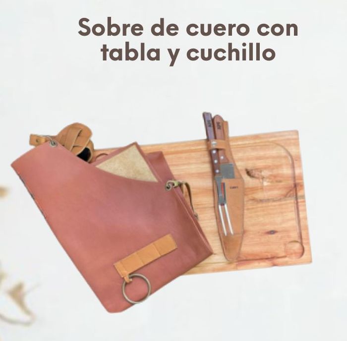 Articulo  de cueros - Tabla y cuchillos  - Código RE-037