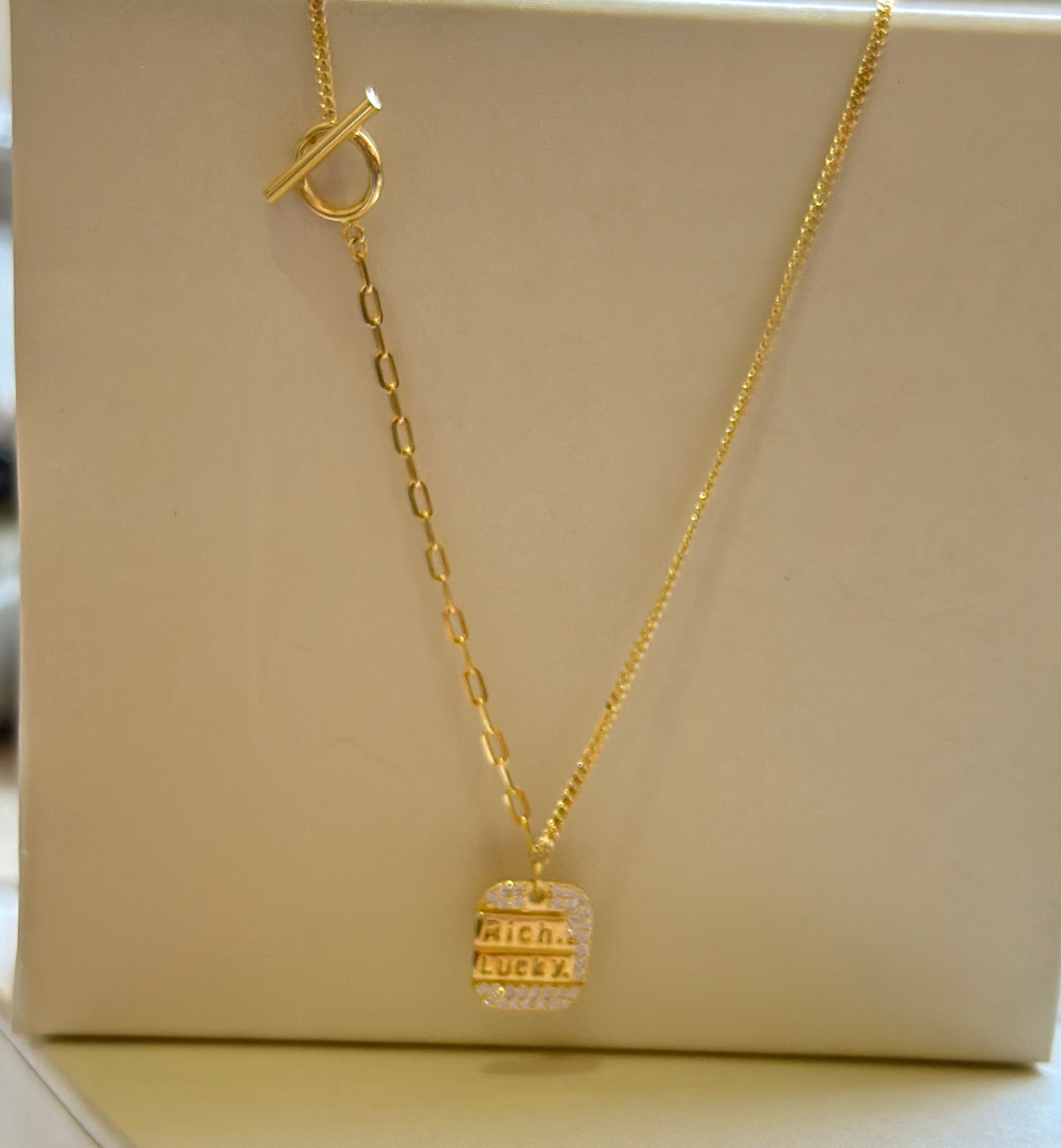 Cadena de plata 925 O.A con dije lucky - Código K533